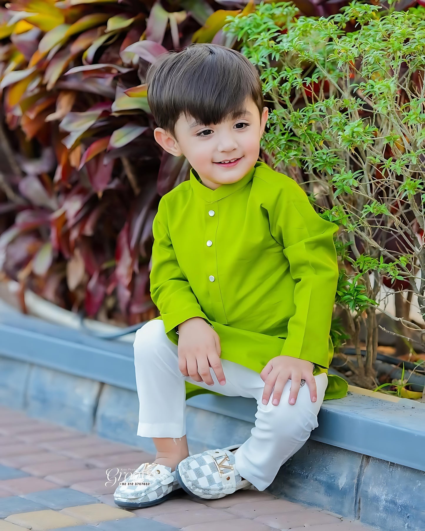 Lime Green Cambric Cotton Kurta Pajama – Refined Ethnic Wear for Boys