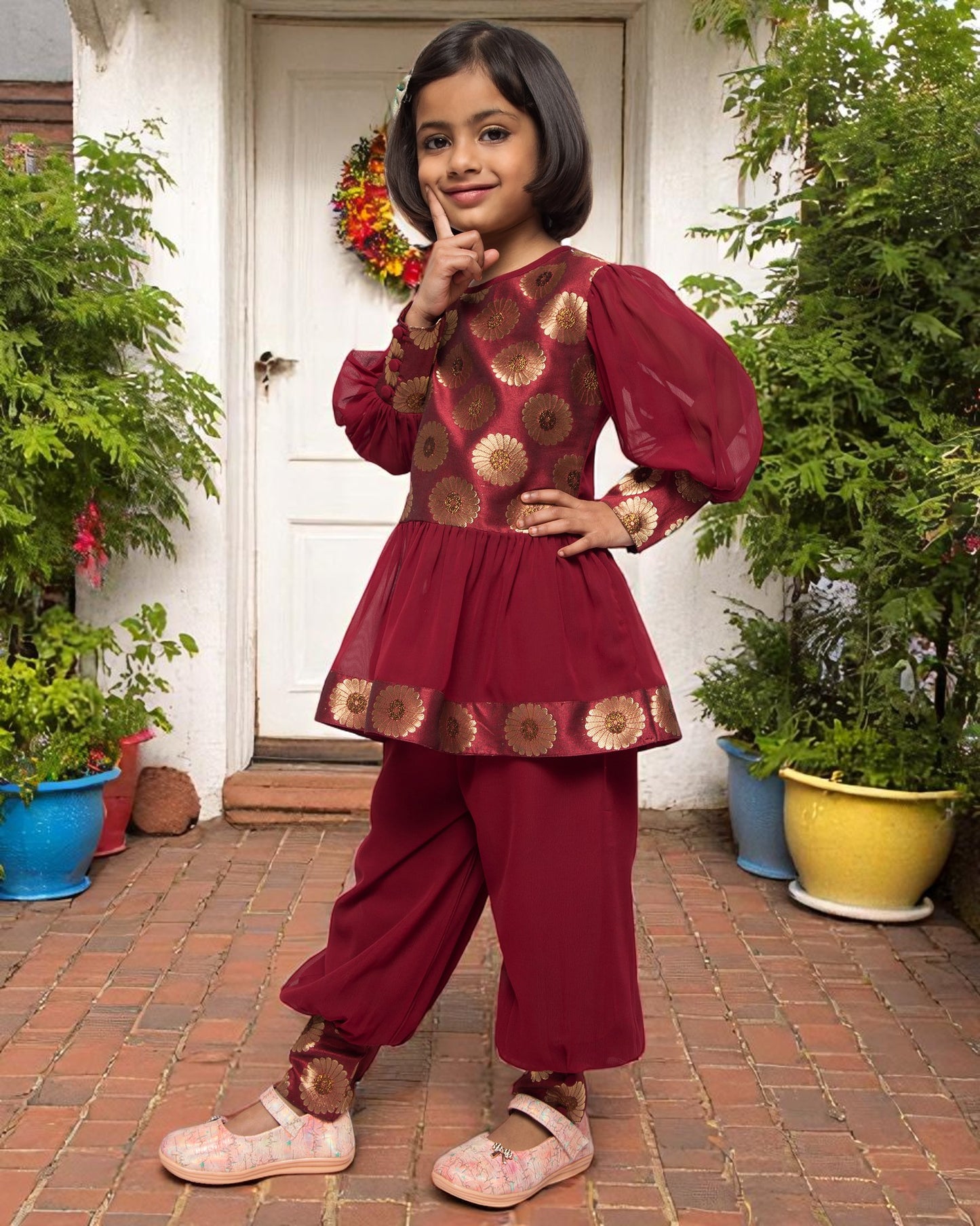 Contemporary Elegance: Brocade & Georgette 3-Piece Set