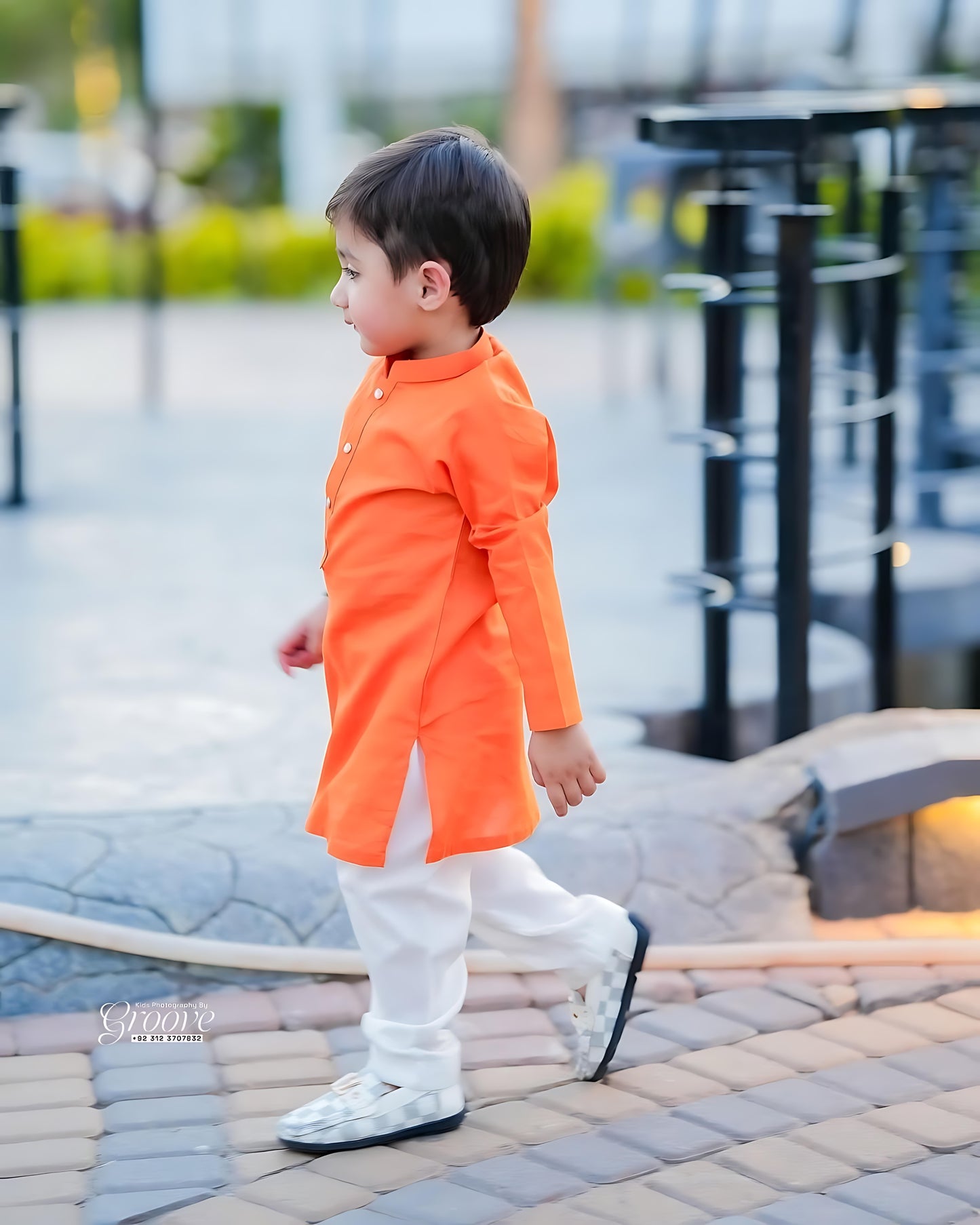 Radiant Orange Cambric Cotton Kurta Pajama Set – Premium Boy’s Ethnic Wear