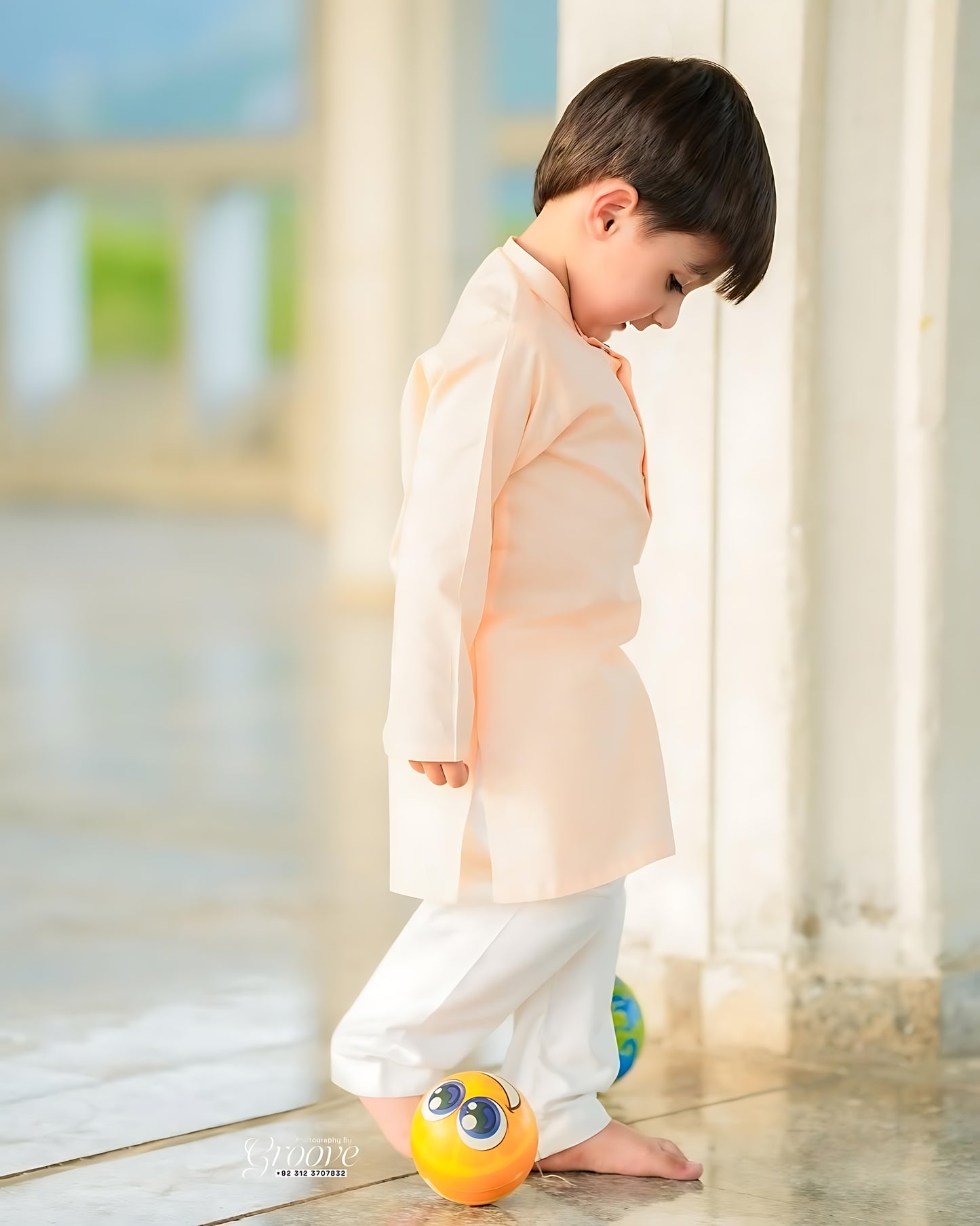 Boys Peach Cambric Cotton Kurta Pajama – Classic Festive Outfit