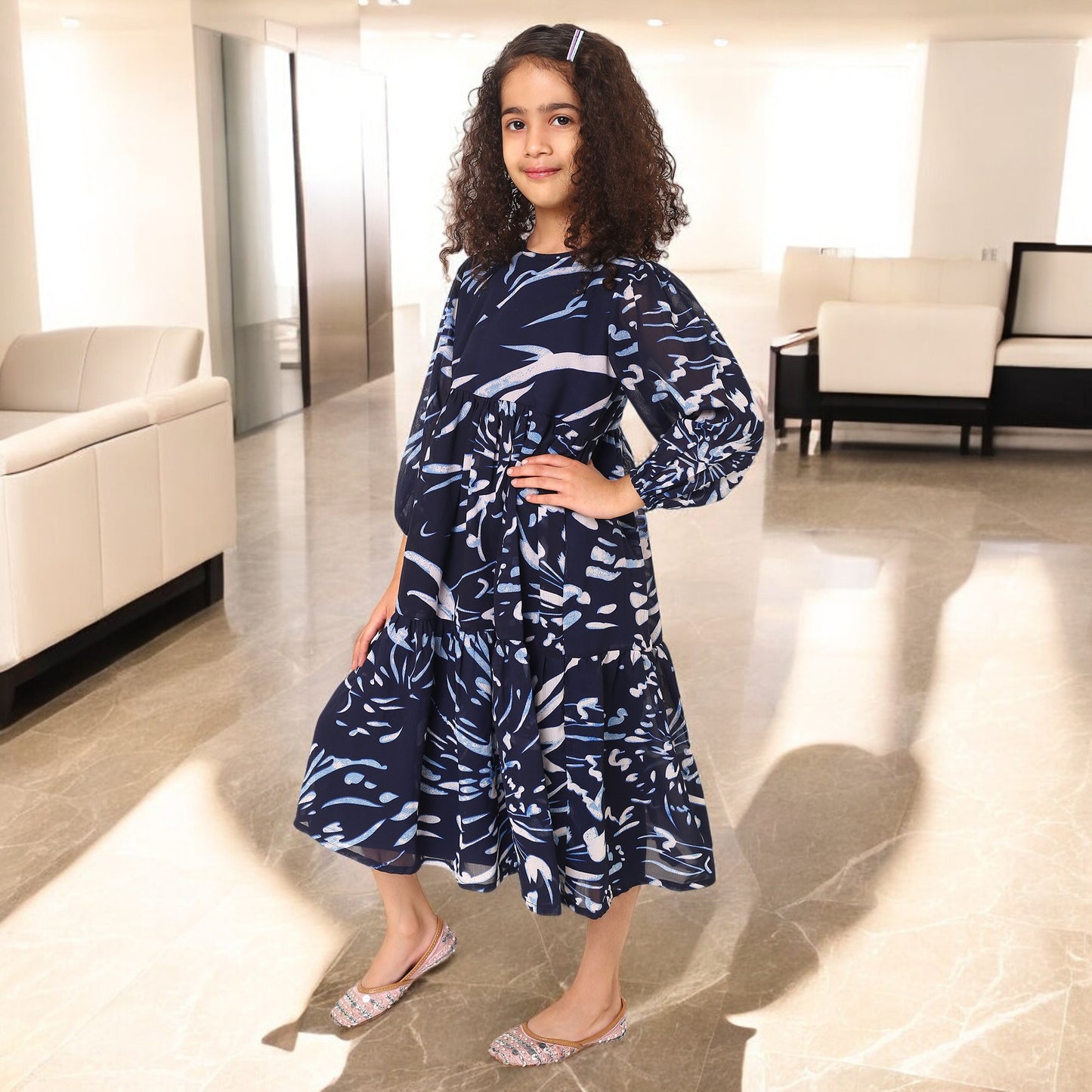 Elegant Multi-Layered Georgette Dress for Girls
