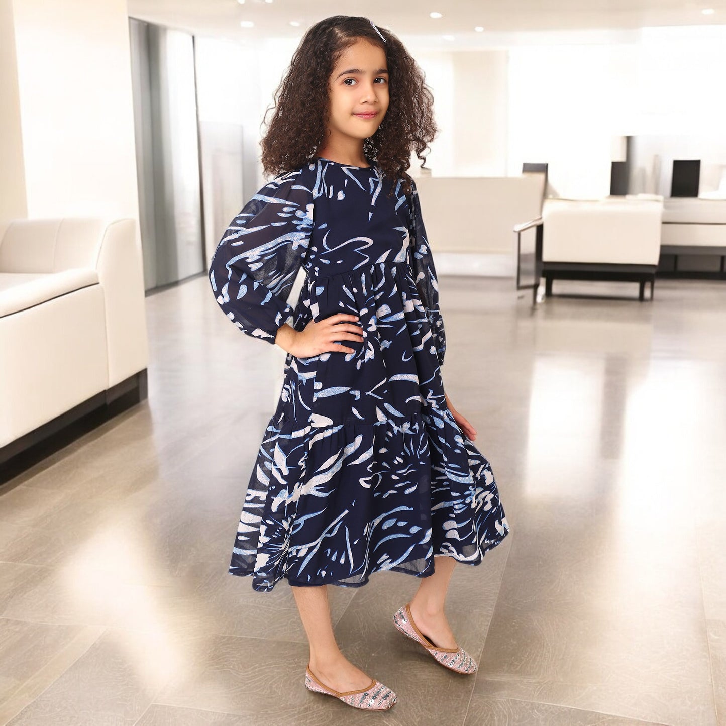 Elegant Multi-Layered Georgette Dress for Girls