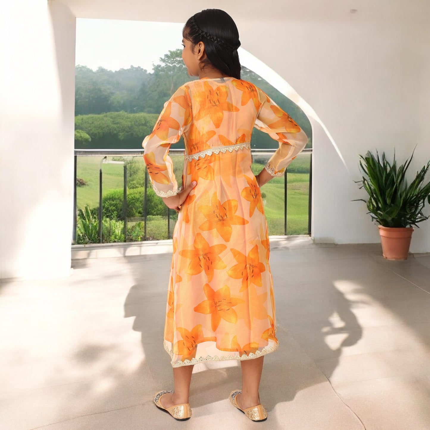 Elegant Two-Piece Long Dress for Girls