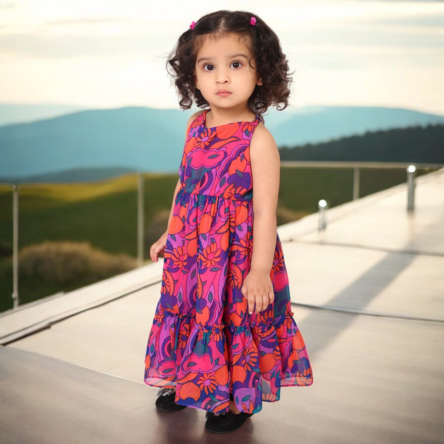 Adorable Sleeveless Chiffon Frock for Girls