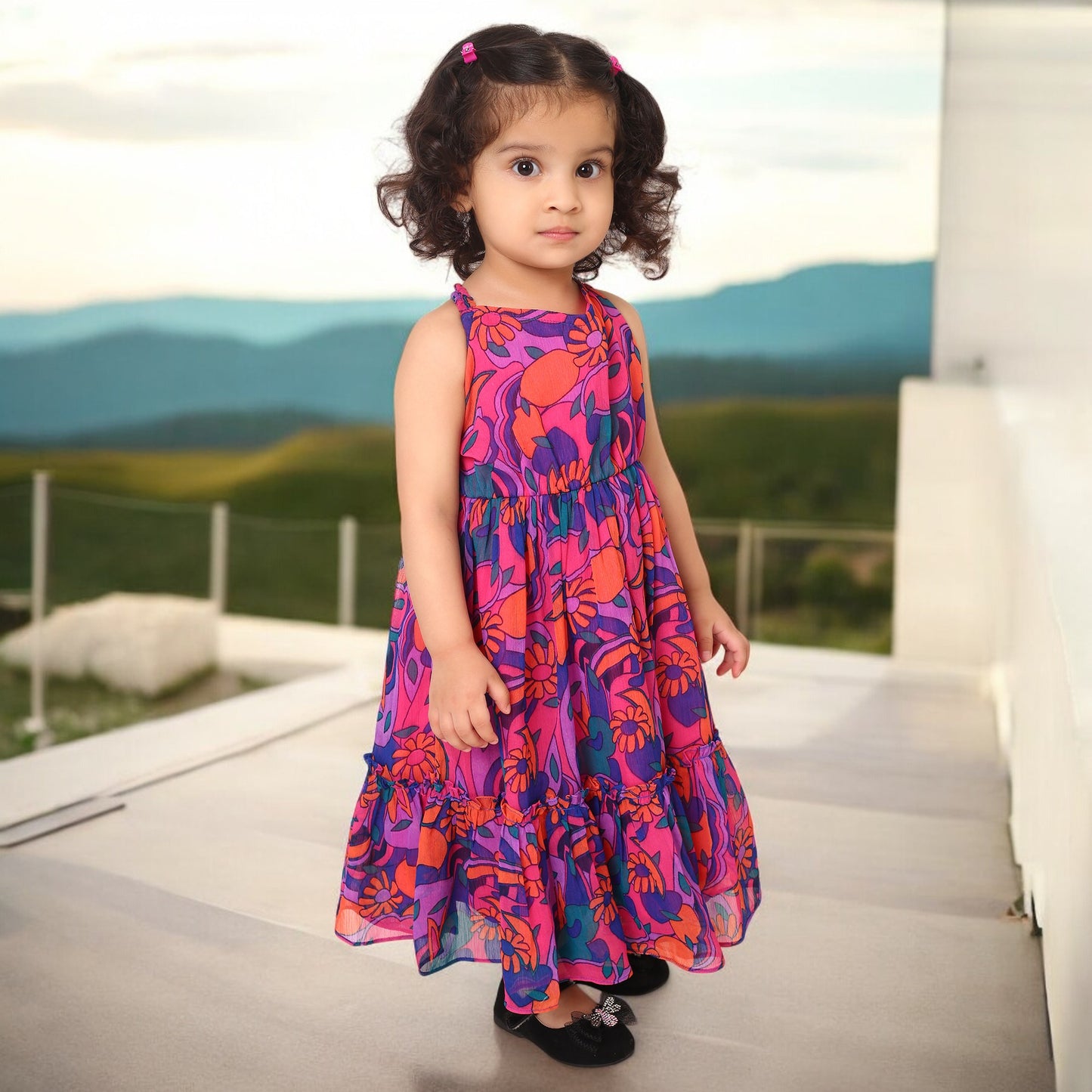 Adorable Sleeveless Chiffon Frock for Girls
