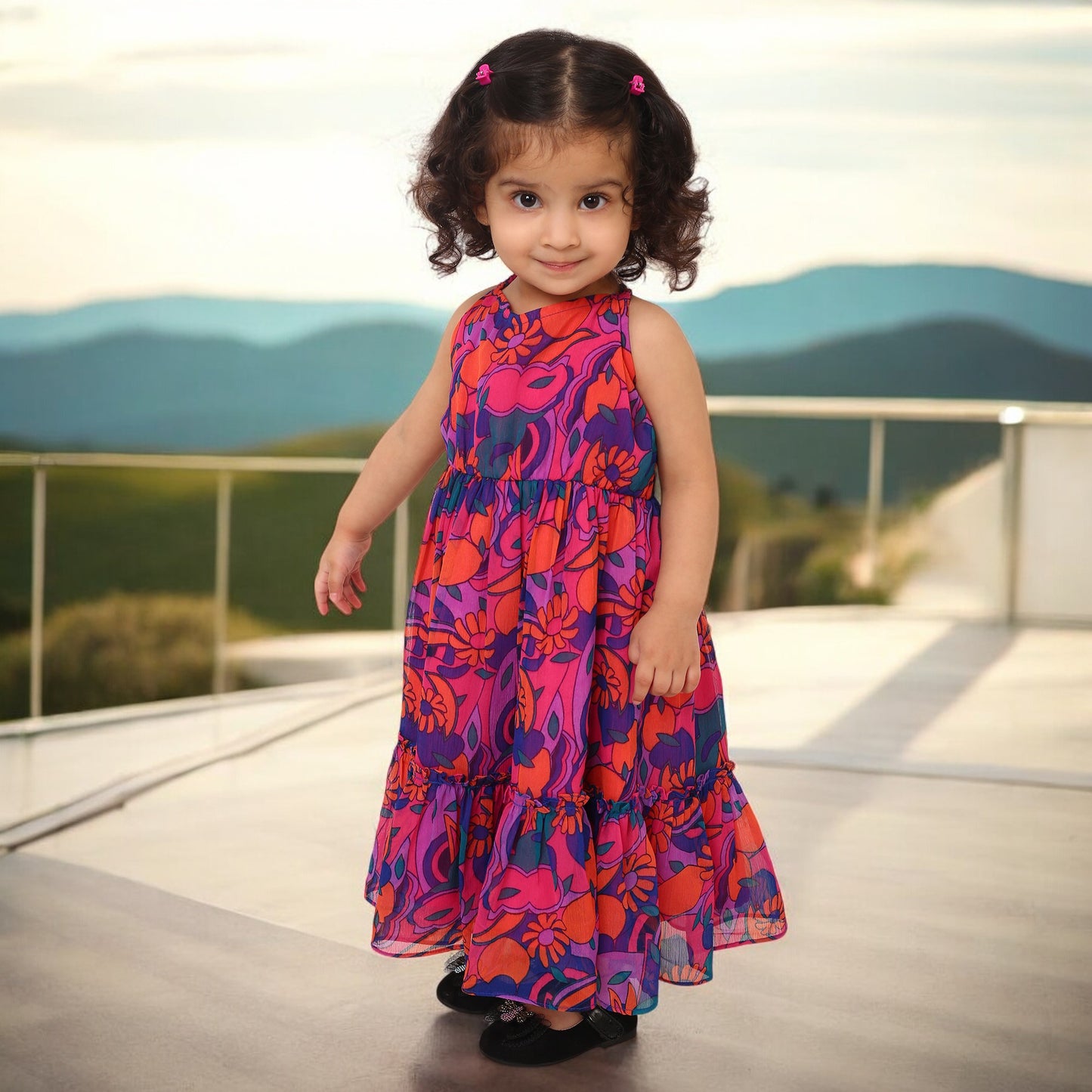 Adorable Sleeveless Chiffon Frock for Girls