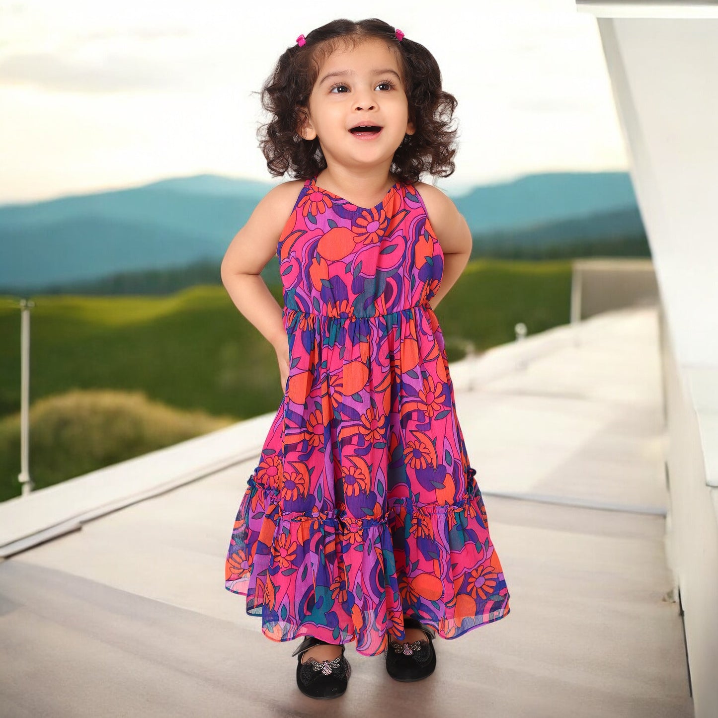 Adorable Sleeveless Chiffon Frock for Girls