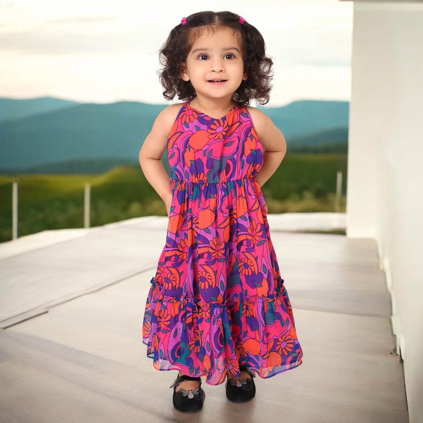 Adorable Sleeveless Chiffon Frock for Girls