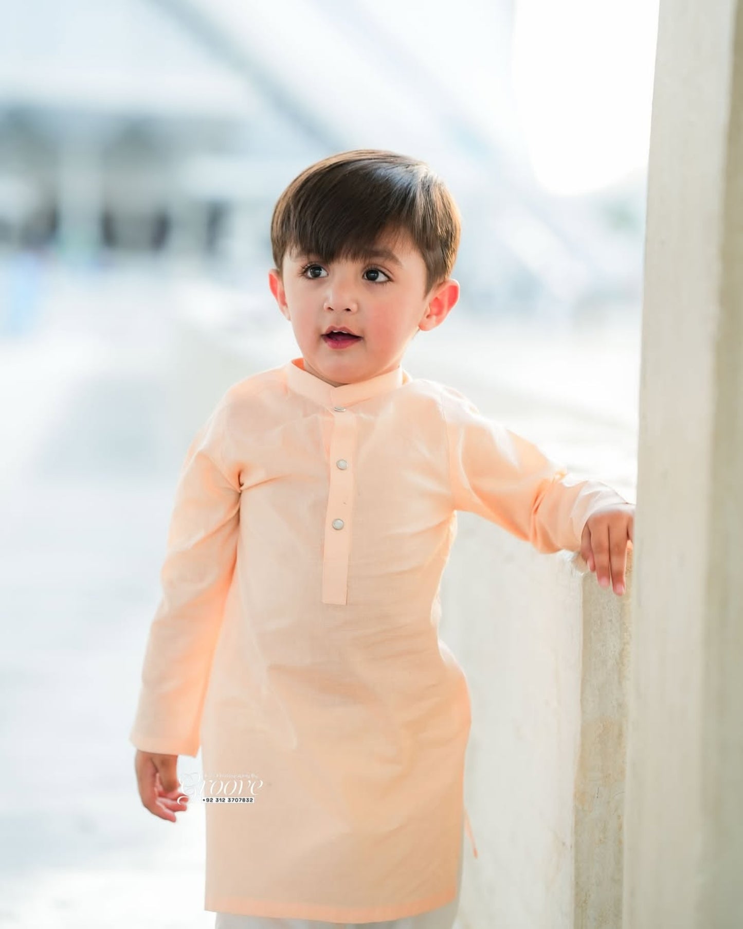 Boys Peach Cambric Cotton Kurta Pajama – Classic Festive Outfit