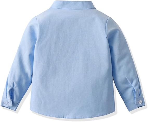 Luxury Boys Blue Chambray Cotton Shirt – Mandarin Collar Kidswear India