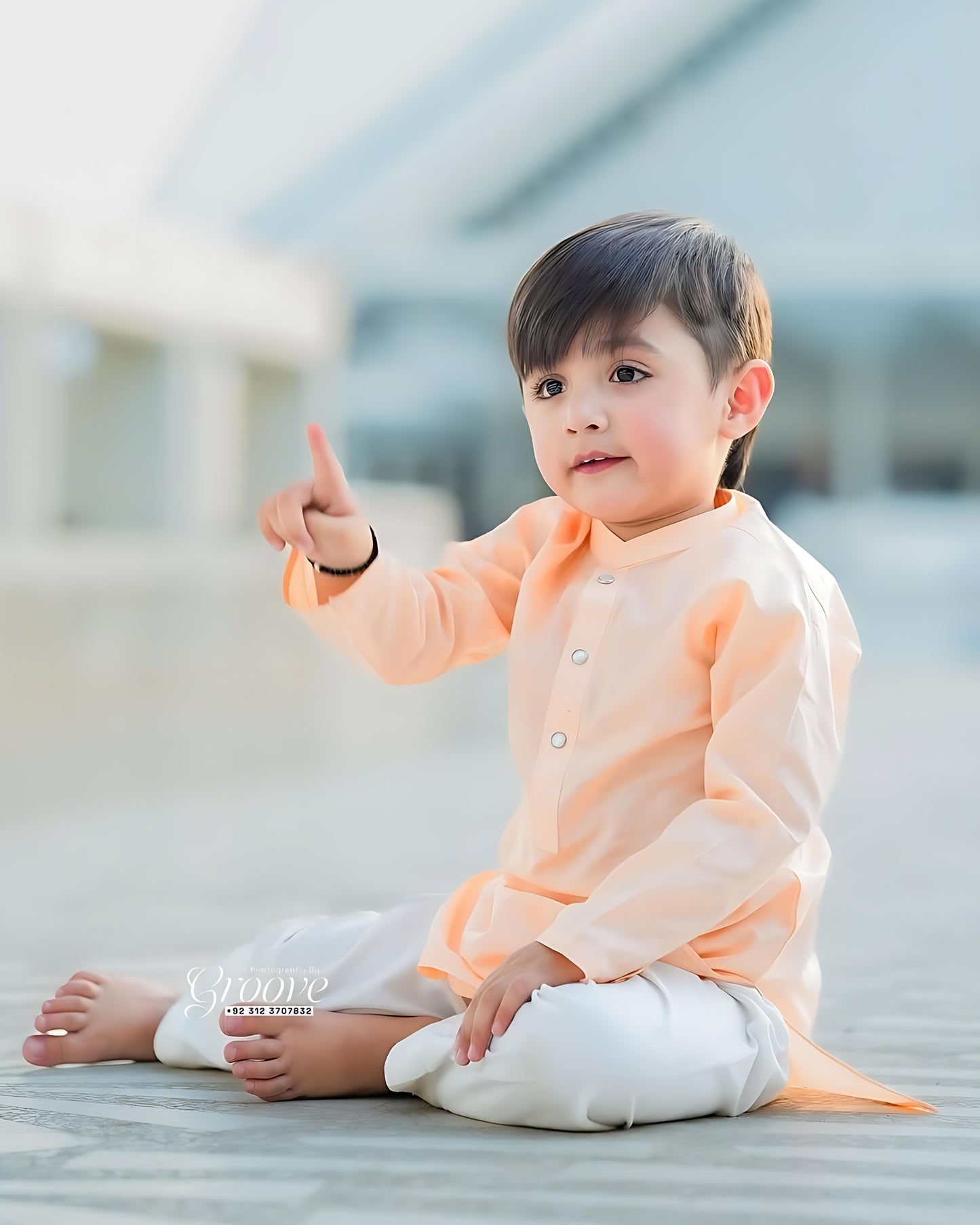 Boys Peach Cambric Cotton Kurta Pajama – Classic Festive Outfit
