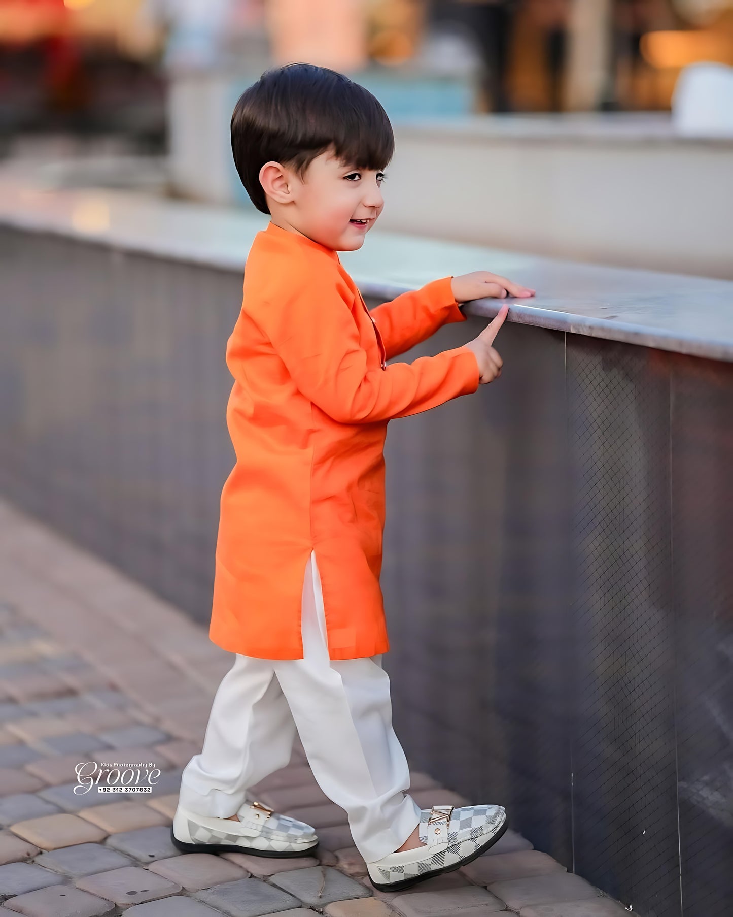 Radiant Orange Cambric Cotton Kurta Pajama Set – Premium Boy’s Ethnic Wear