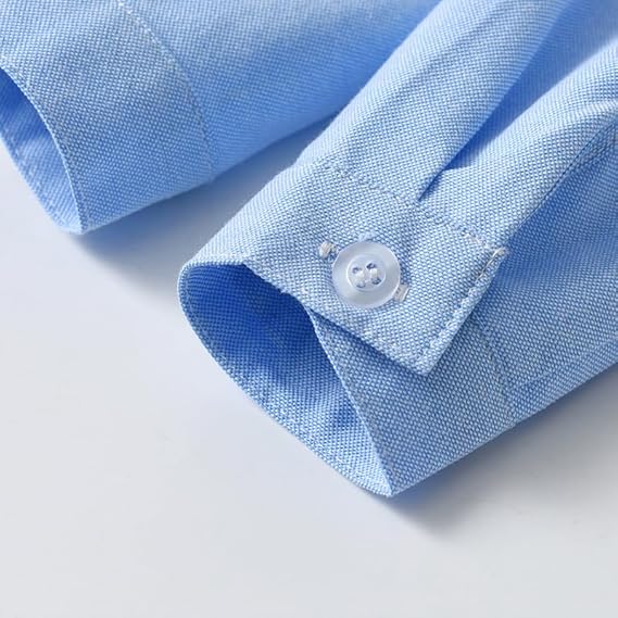 Luxury Boys Blue Chambray Cotton Shirt – Mandarin Collar Kidswear India