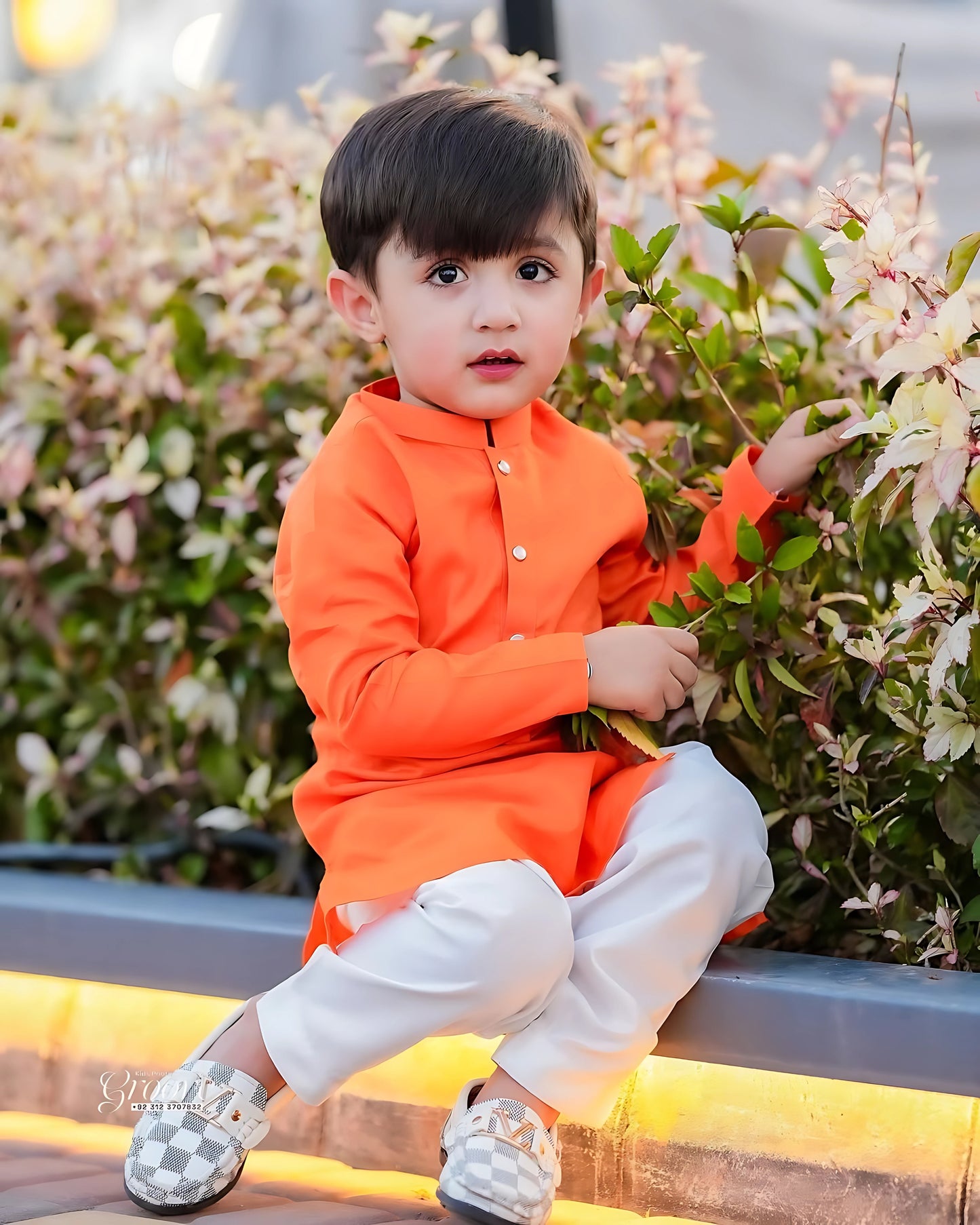 Radiant Orange Cambric Cotton Kurta Pajama Set – Premium Boy’s Ethnic Wear