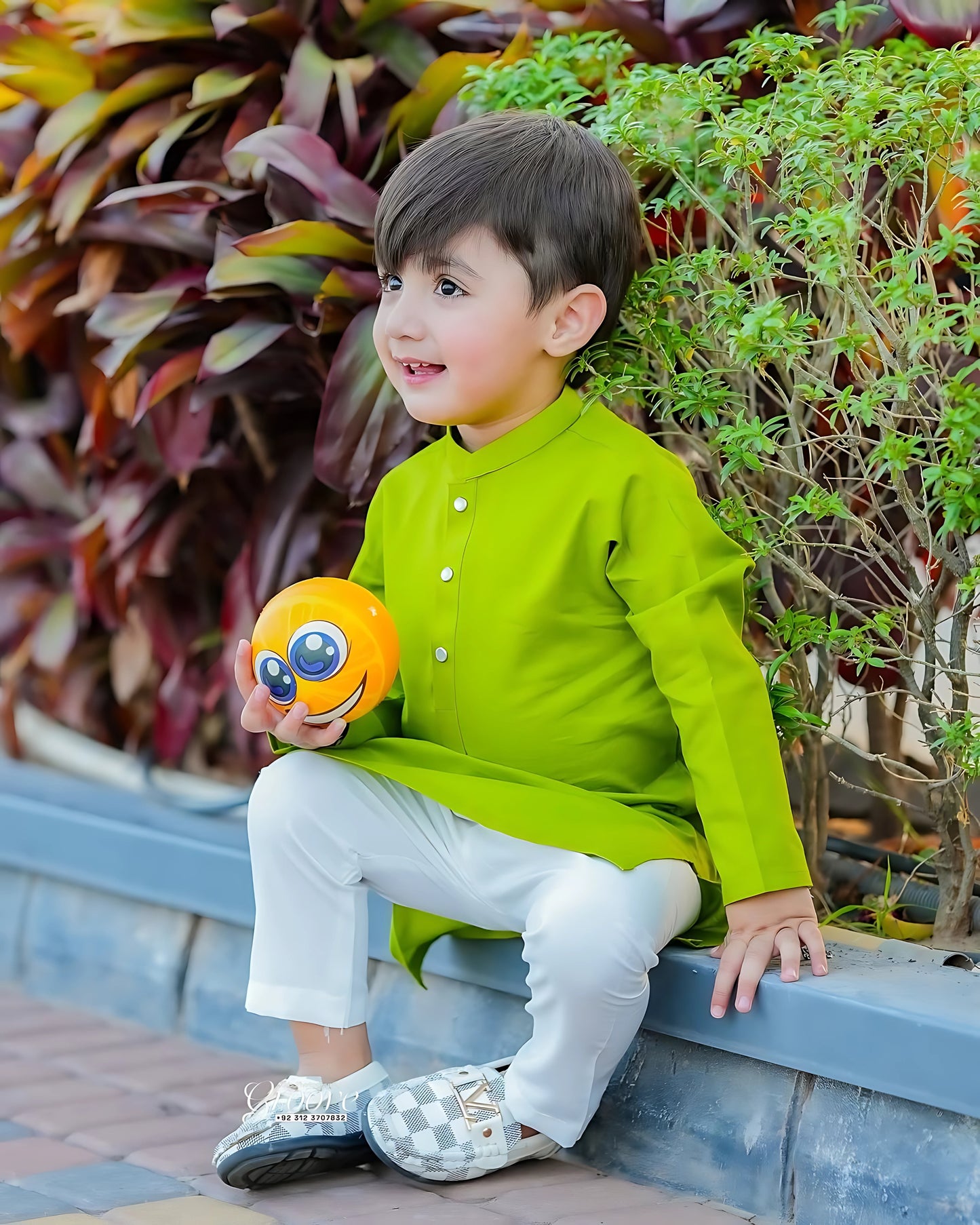 Lime Green Cambric Cotton Kurta Pajama – Refined Ethnic Wear for Boys