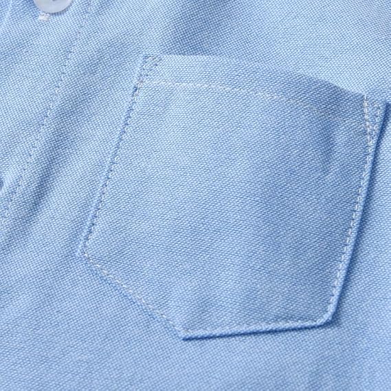 Luxury Boys Blue Chambray Cotton Shirt – Mandarin Collar Kidswear India