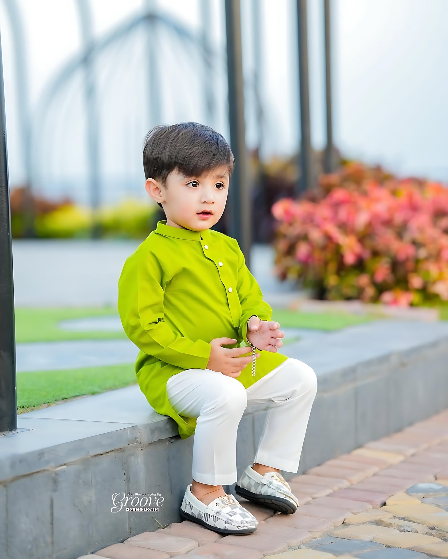 Lime Green Cambric Cotton Kurta Pajama – Refined Ethnic Wear for Boys