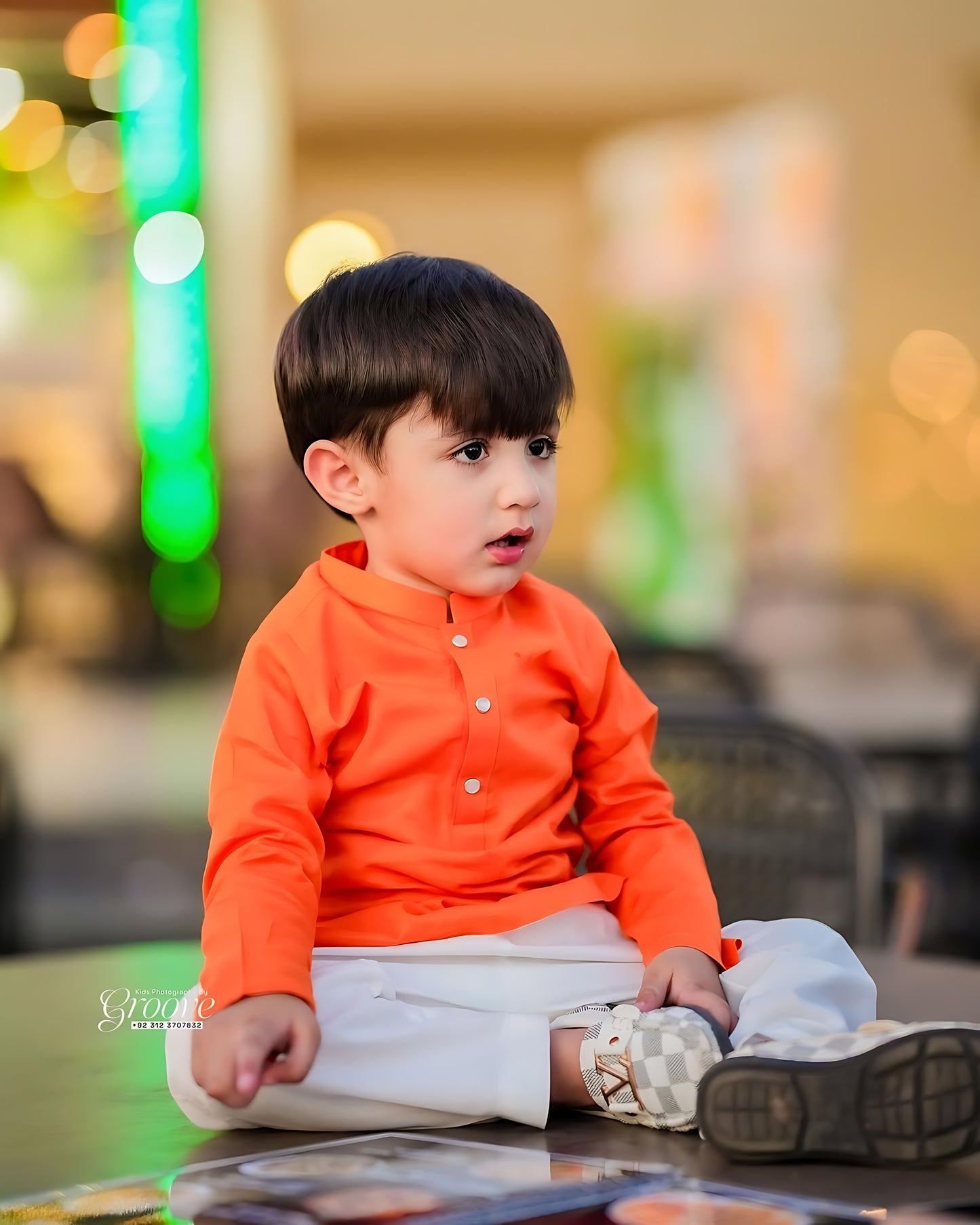 Radiant Orange Cambric Cotton Kurta Pajama Set – Premium Boy’s Ethnic Wear