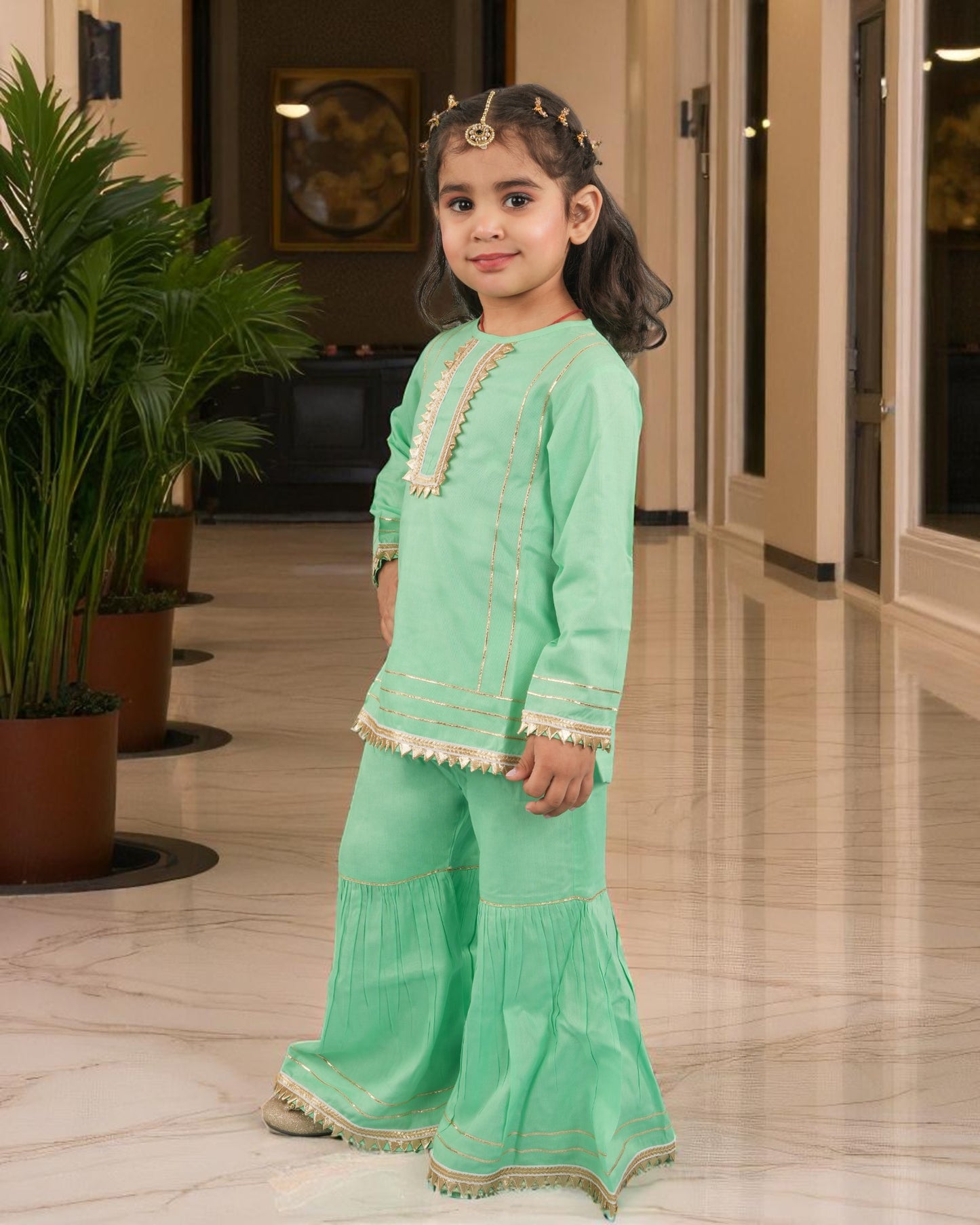 Tito Patito Girls’ Summer Sharara Suit – Rayon, Lace, Full Sleeves