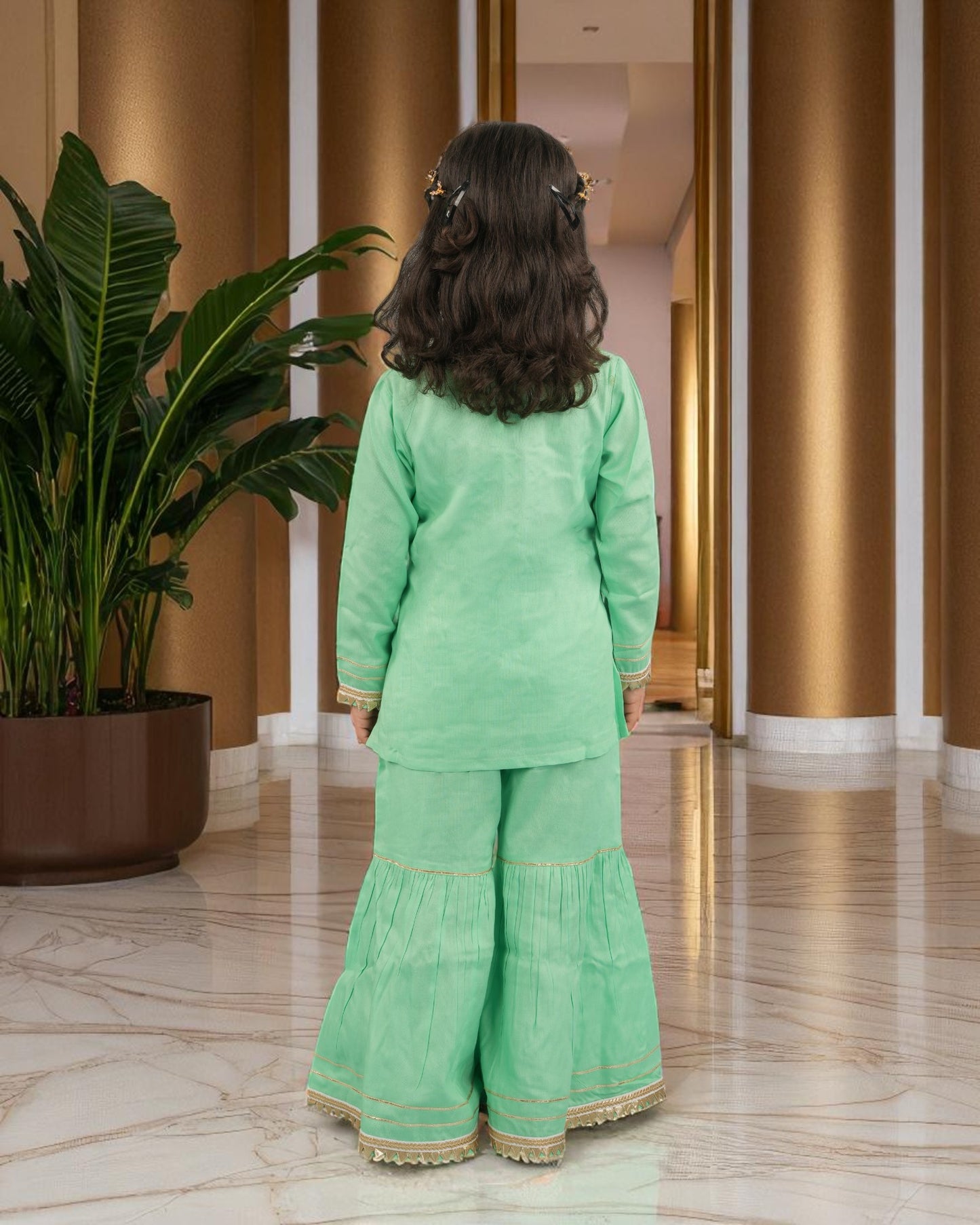 Tito Patito Girls’ Summer Sharara Suit – Rayon, Lace, Full Sleeves