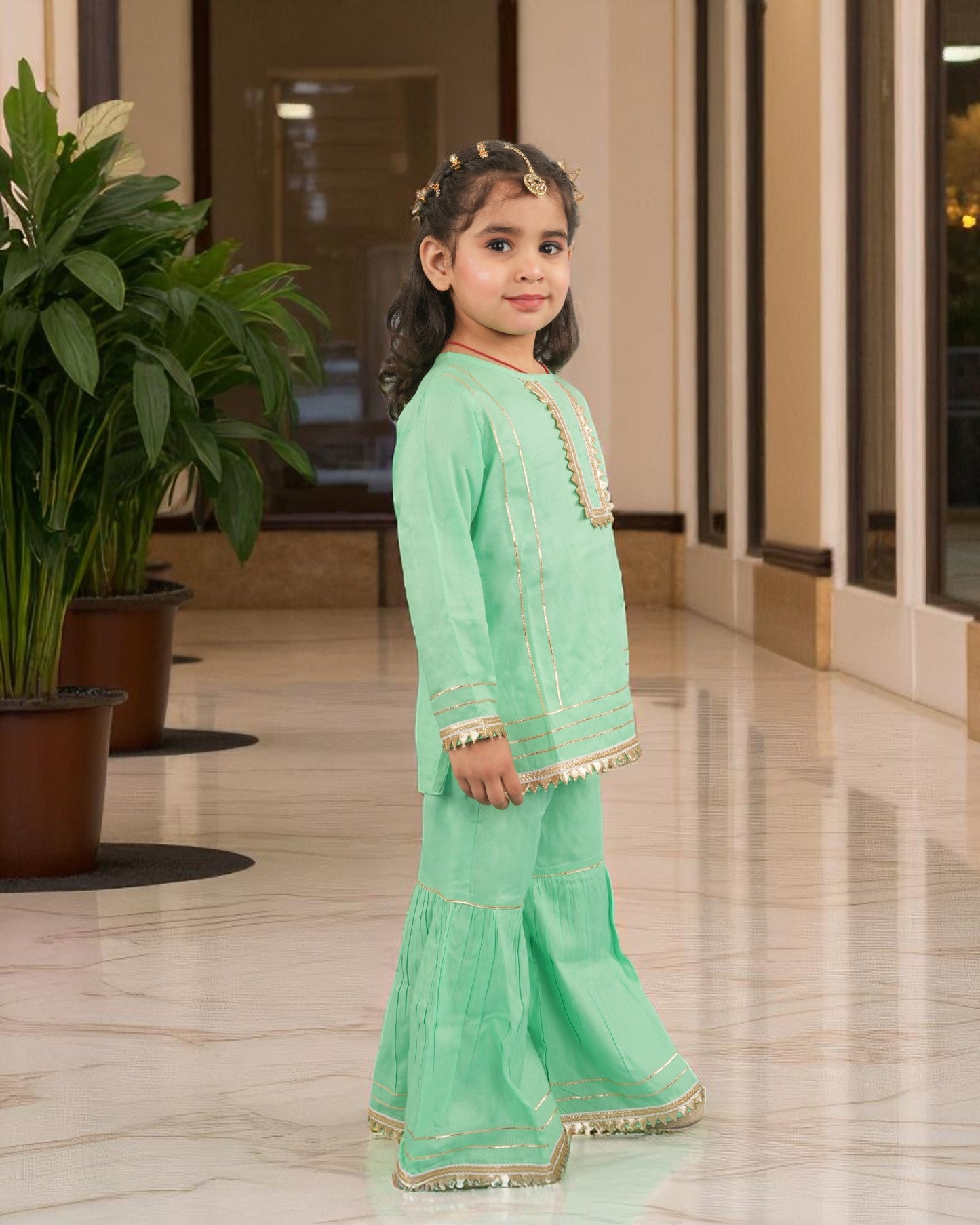 Tito Patito Girls’ Summer Sharara Suit – Rayon, Lace, Full Sleeves