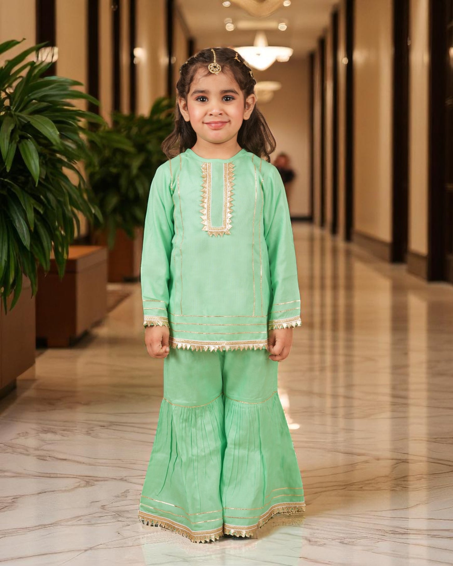 Tito Patito Girls’ Summer Sharara Suit – Rayon, Lace, Full Sleeves