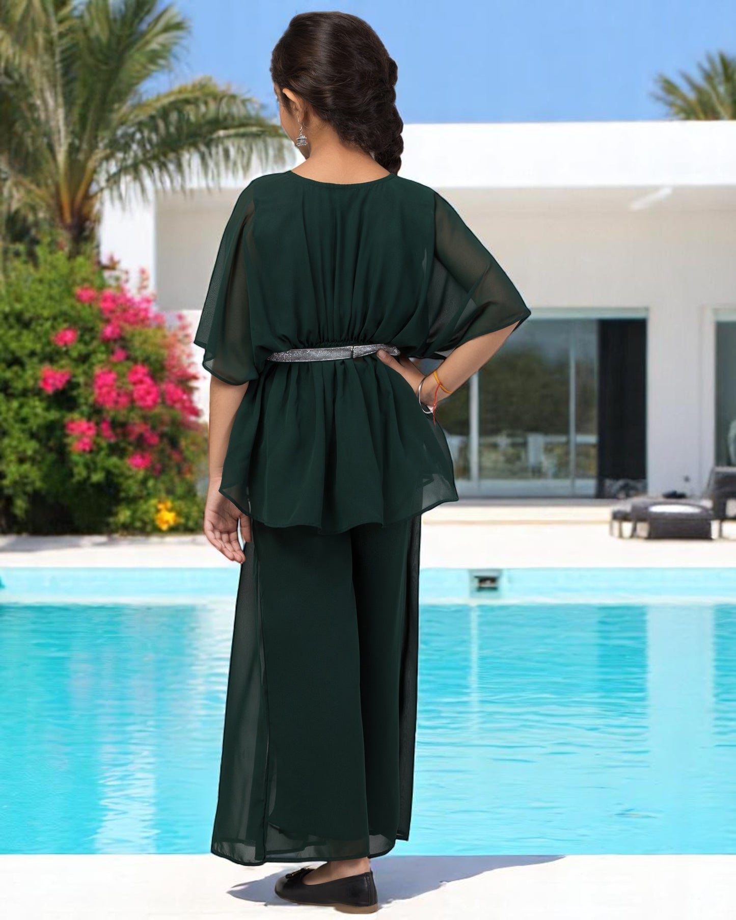 Girl's Party Wear-Two Pieces Set In Georgette Fabric With Lining.
