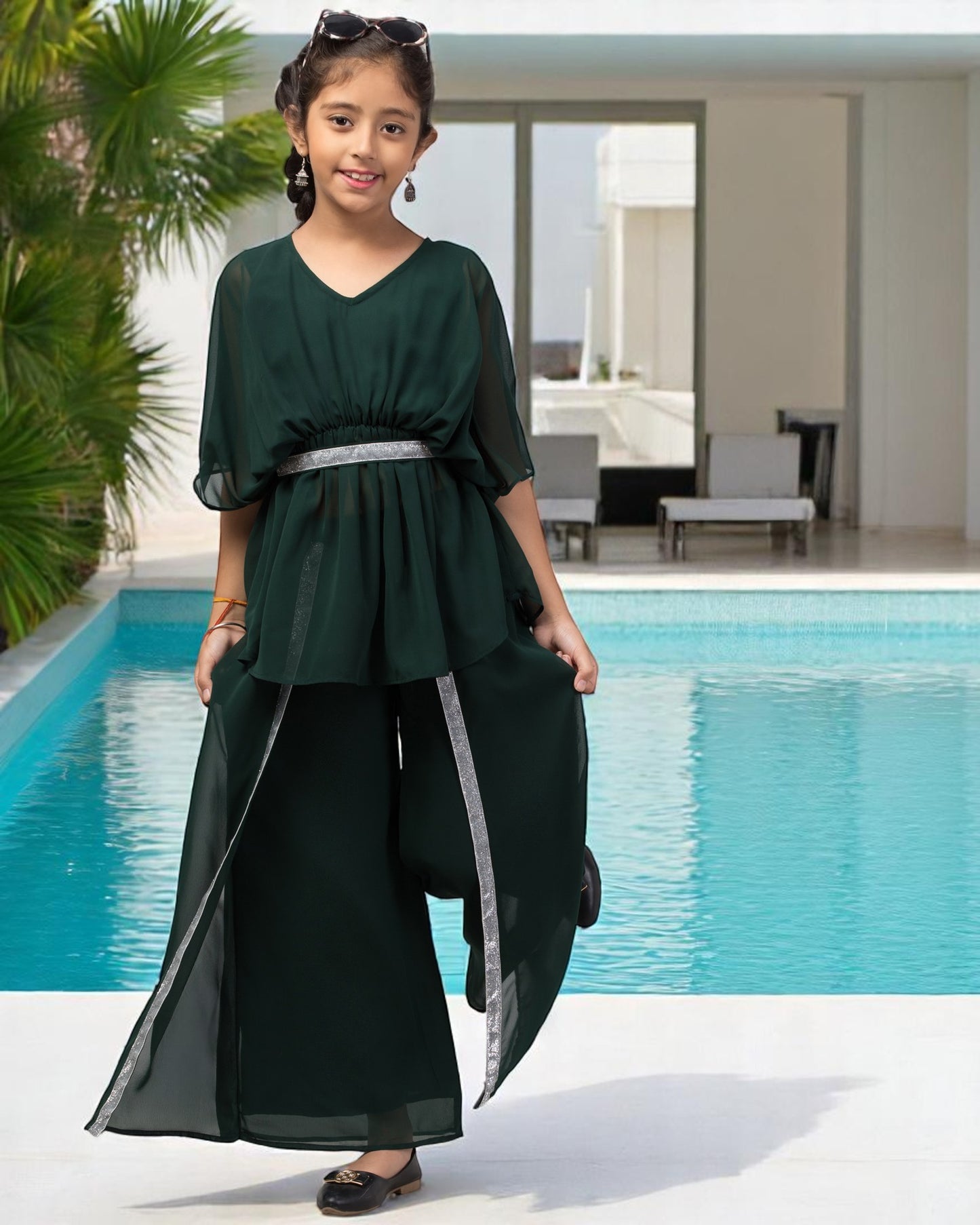 Girl's Party Wear-Two Pieces Set In Georgette Fabric With Lining.