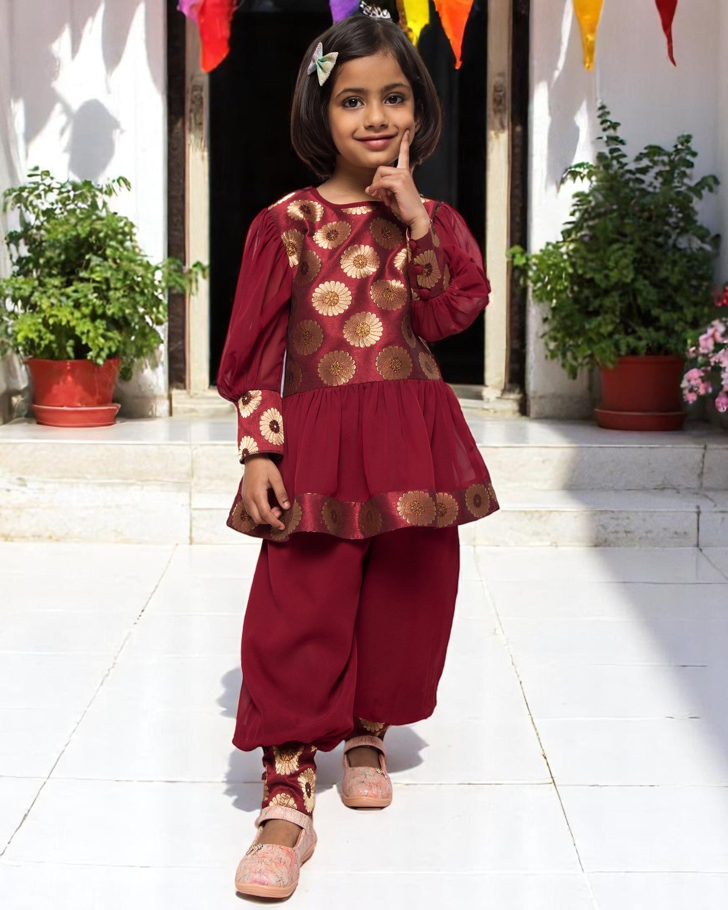 Contemporary Elegance: Brocade & Georgette 3-Piece Set