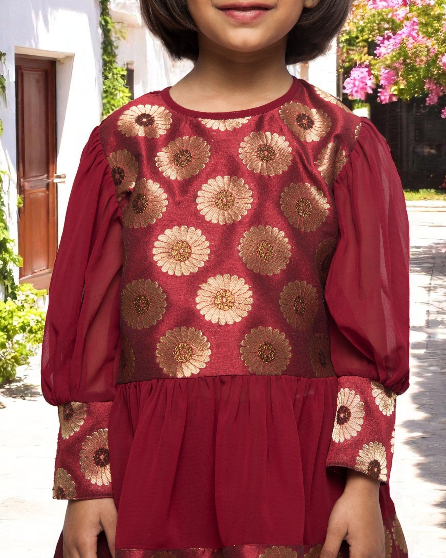 Contemporary Elegance: Brocade & Georgette 3-Piece Set
