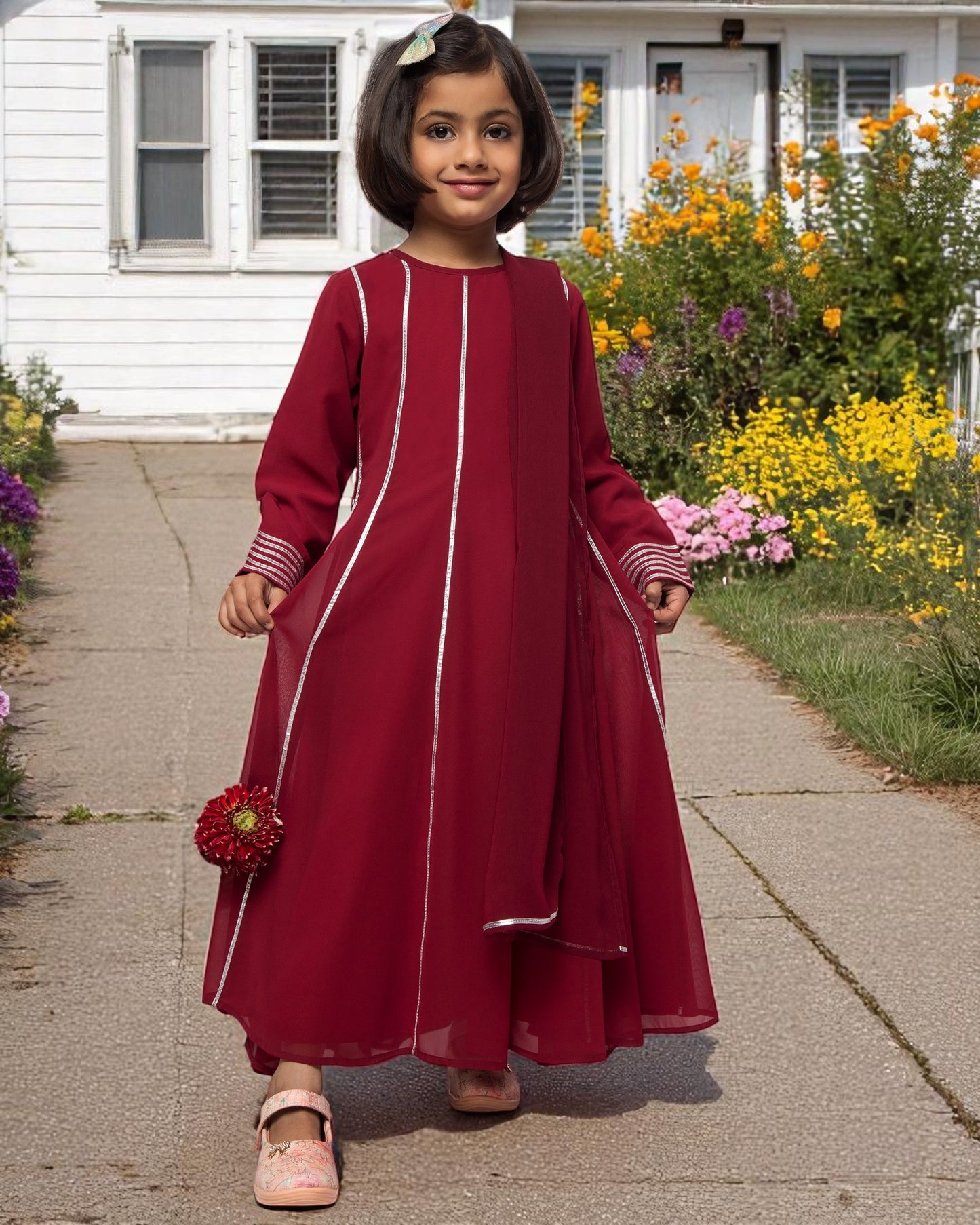 Regal Grace: Georgette Anarkali Maxi with Gota Lace