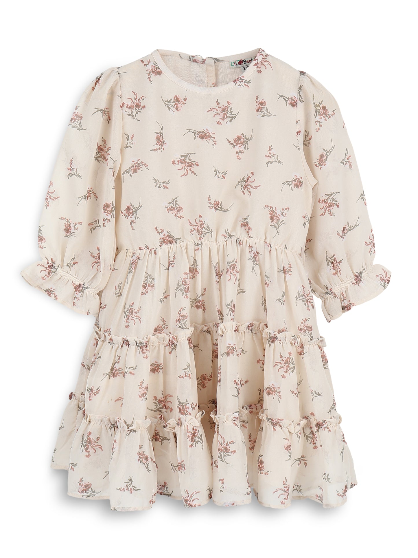 Georgette Top for Girls with Gathered Sleeves and Keyhole Neck