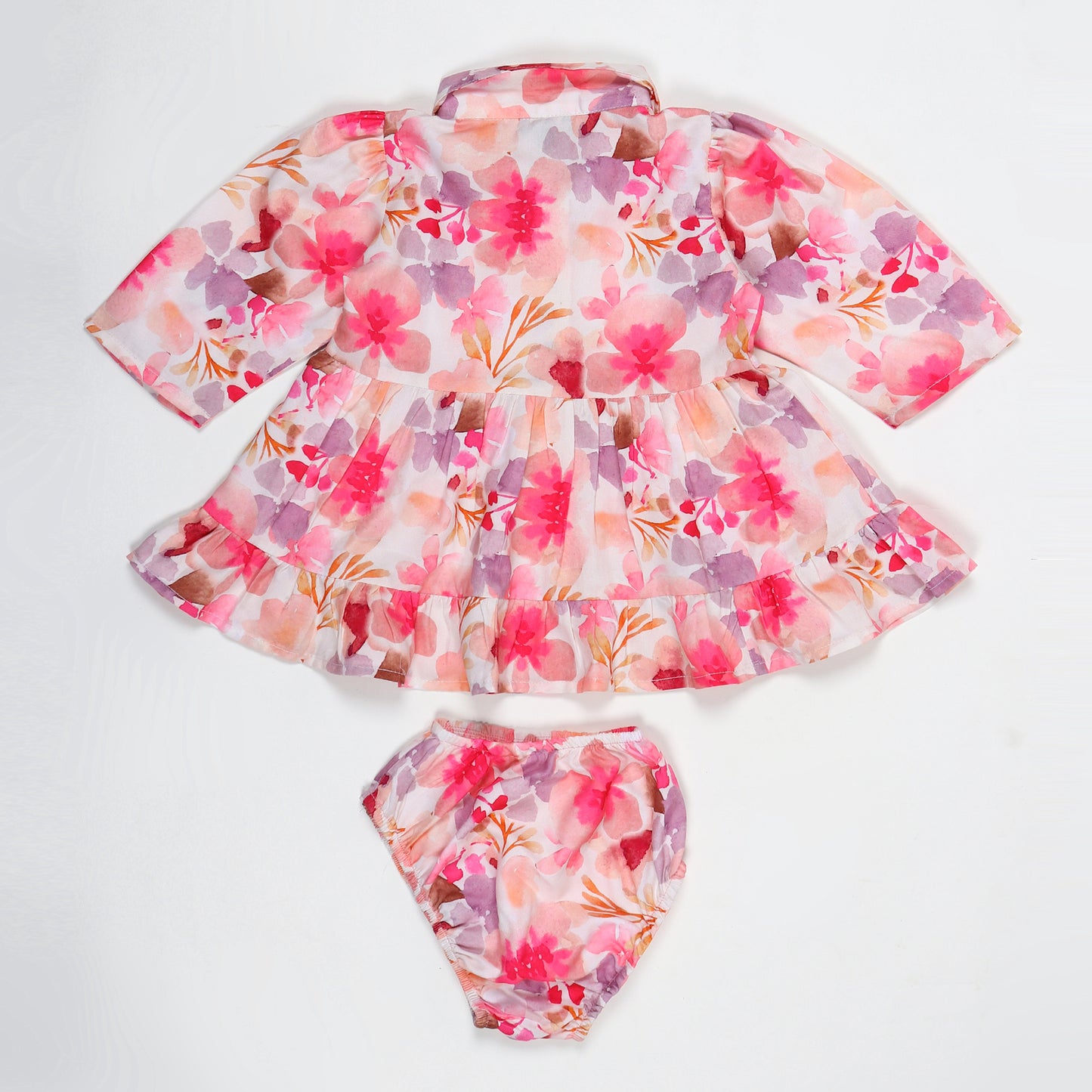 Stylish Two-Piece Set for Girls in Printed Cotton Blend Fabric