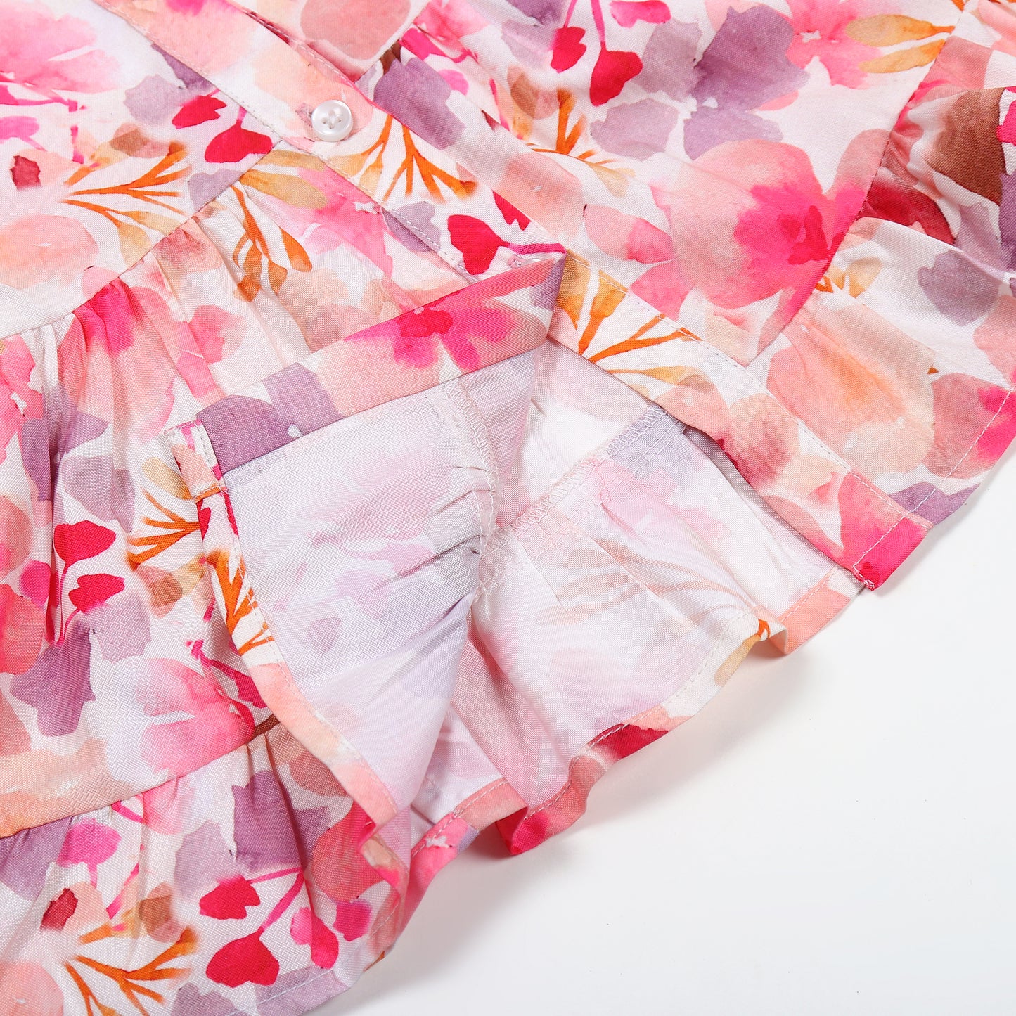 Stylish Two-Piece Set for Girls in Printed Cotton Blend Fabric