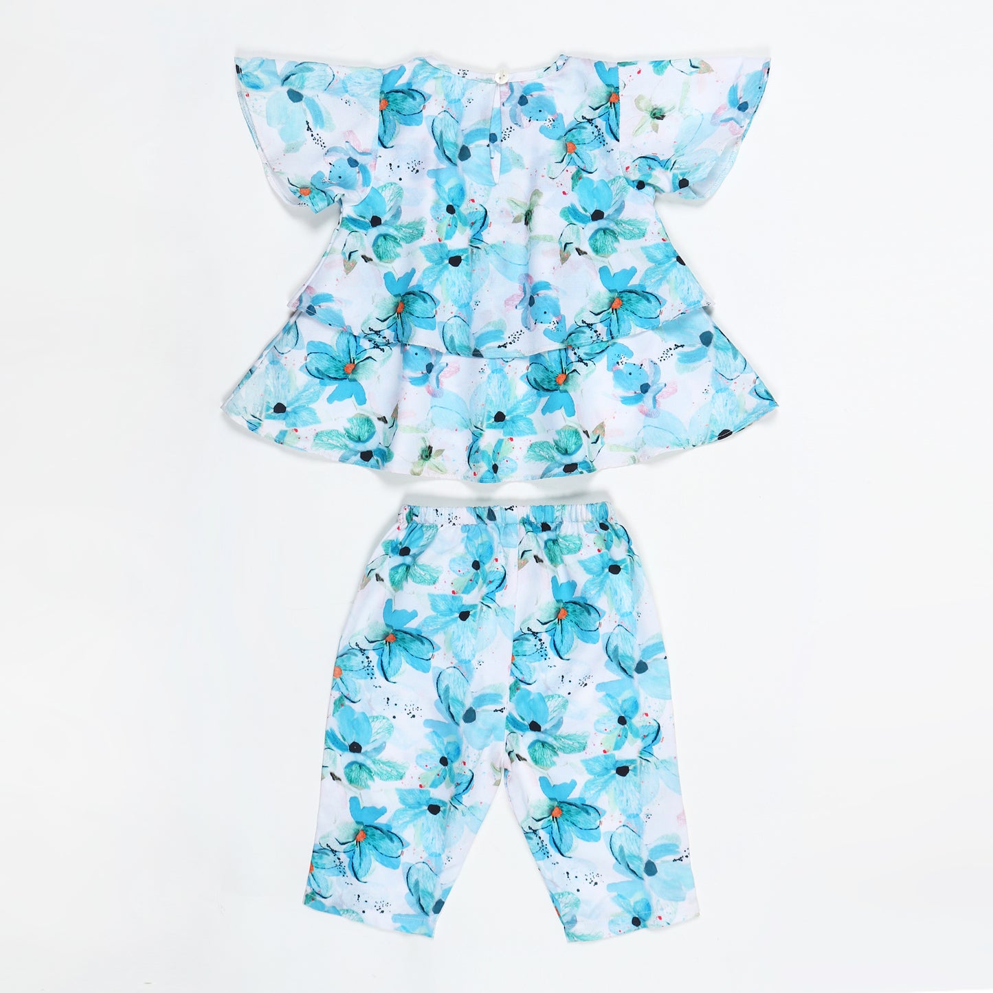 Two-Piece Girls' Set in Cotton Blend Fabric with Strappy Frock and Pantie