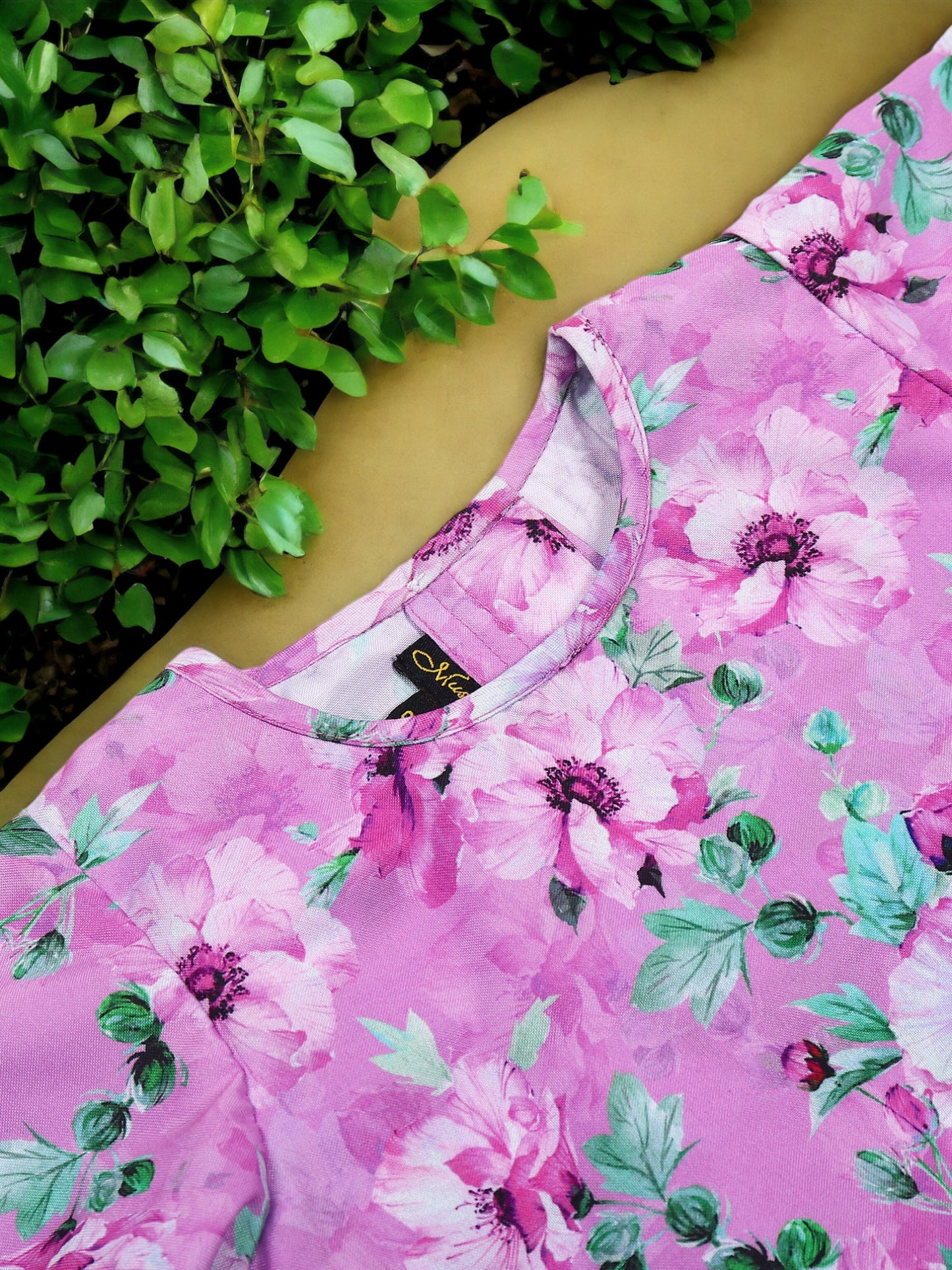 Two-Piece Girls' Set in Printed Cotton Blend Fabric with Calf-Length Pajama