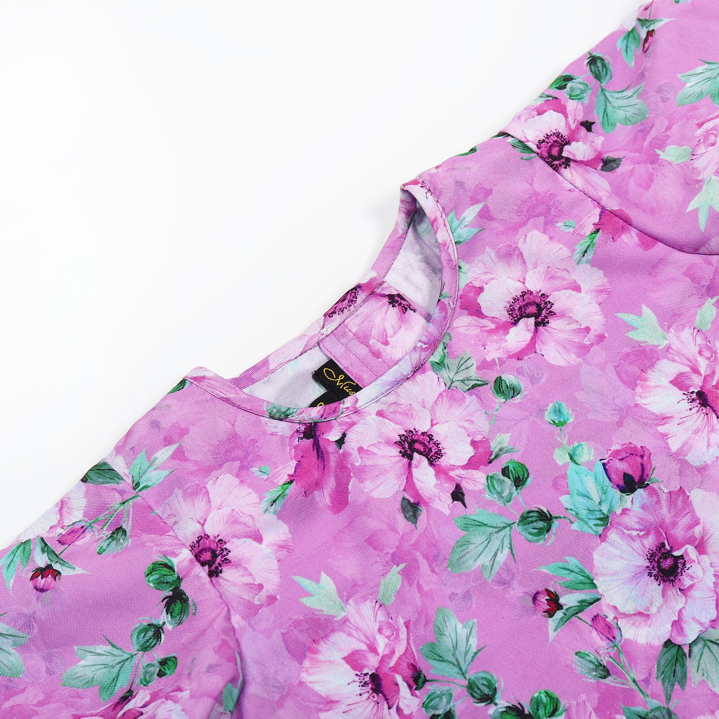 Two-Piece Girls' Set in Printed Cotton Blend Fabric with Calf-Length Pajama