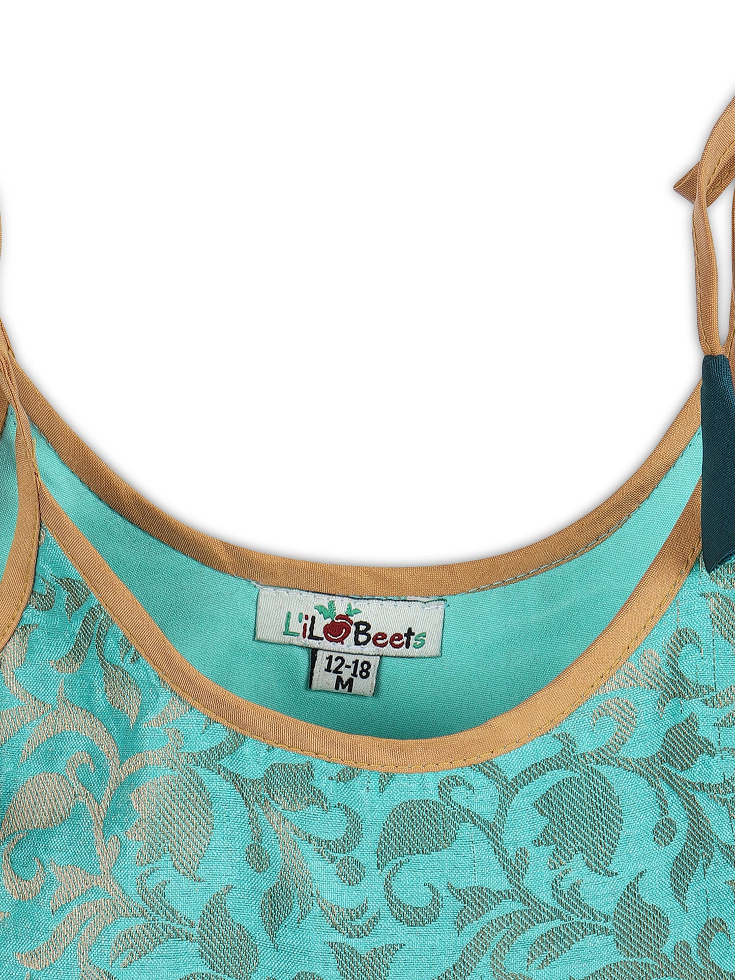 Strap Shoulder Frock for Girls in Banarasi and Taffeta Silk with Tassels