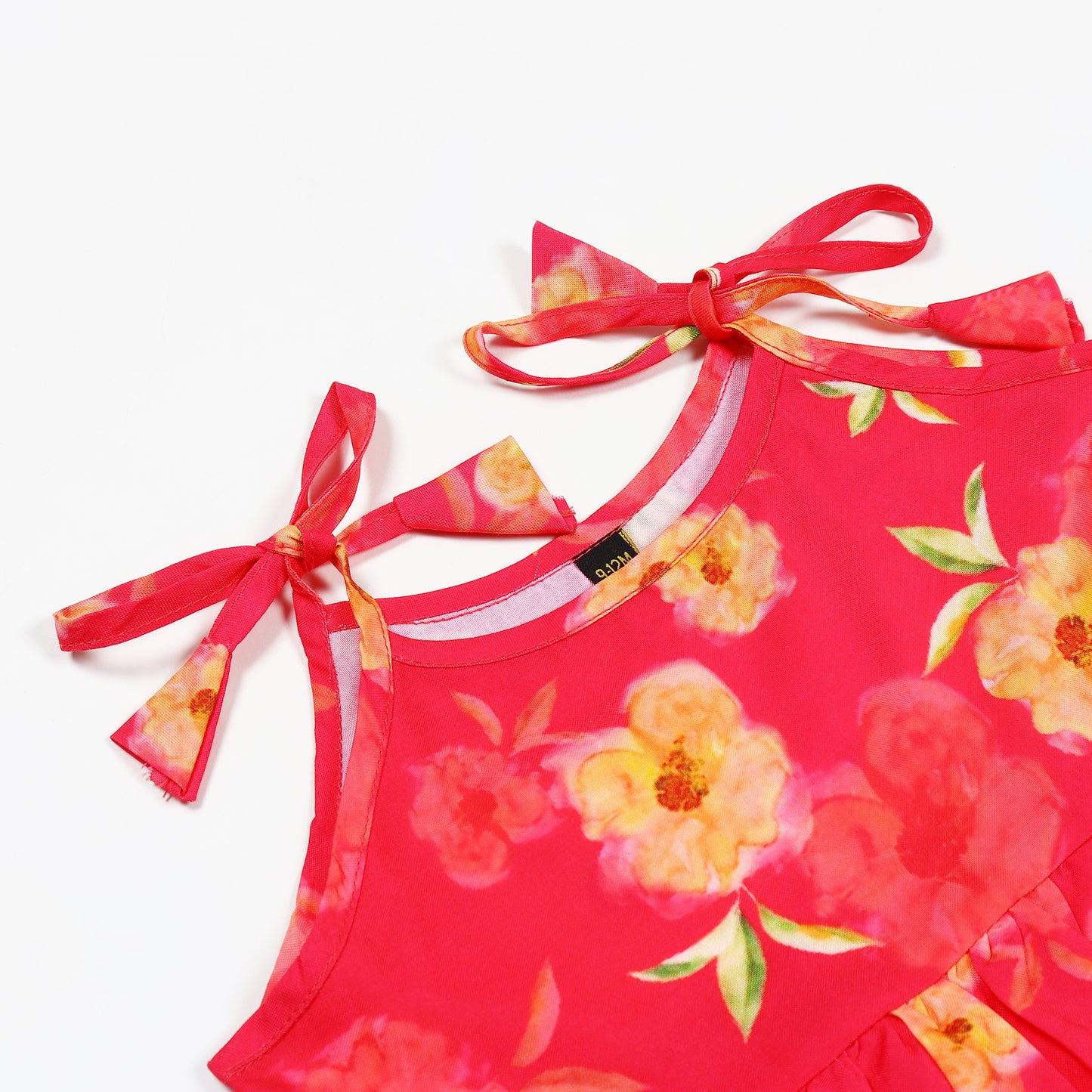 Two-Piece Girls' Set in Cotton Blend Fabric with Strappy Frock and Pantie