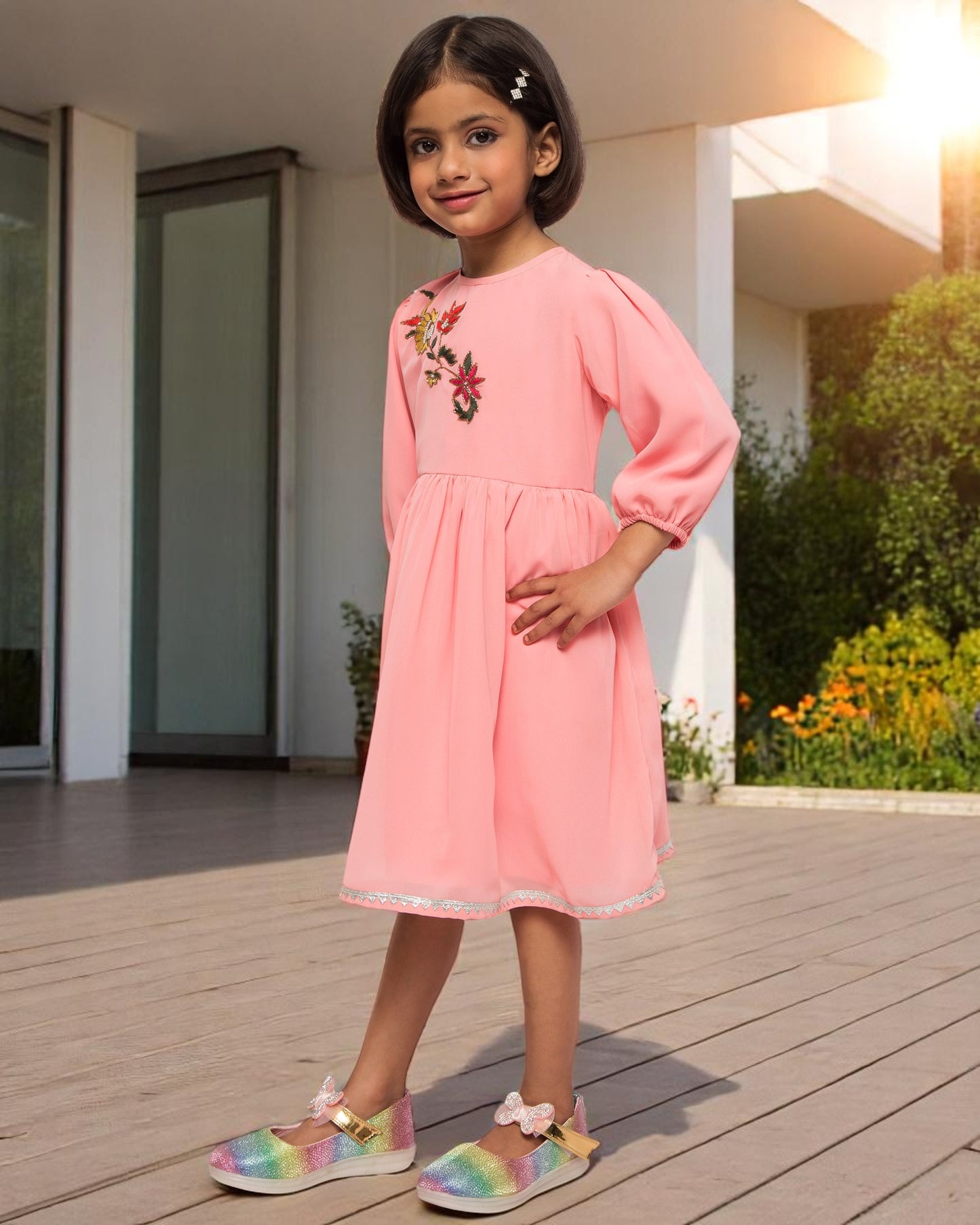Whimsical Charm: Hand-Embellished Georgette Frock