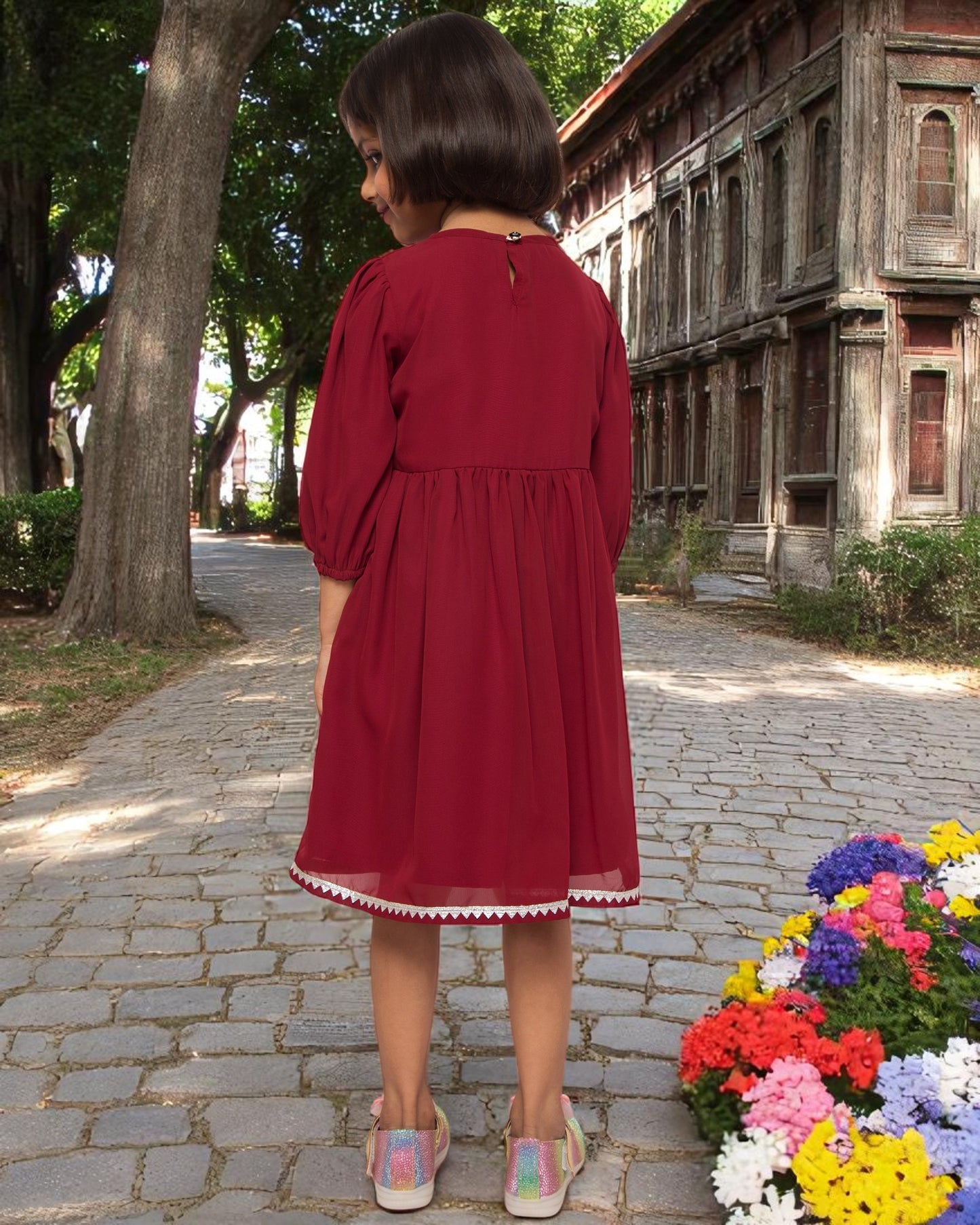 Ethereal Charm:Handwork Embellished Georgette Frock