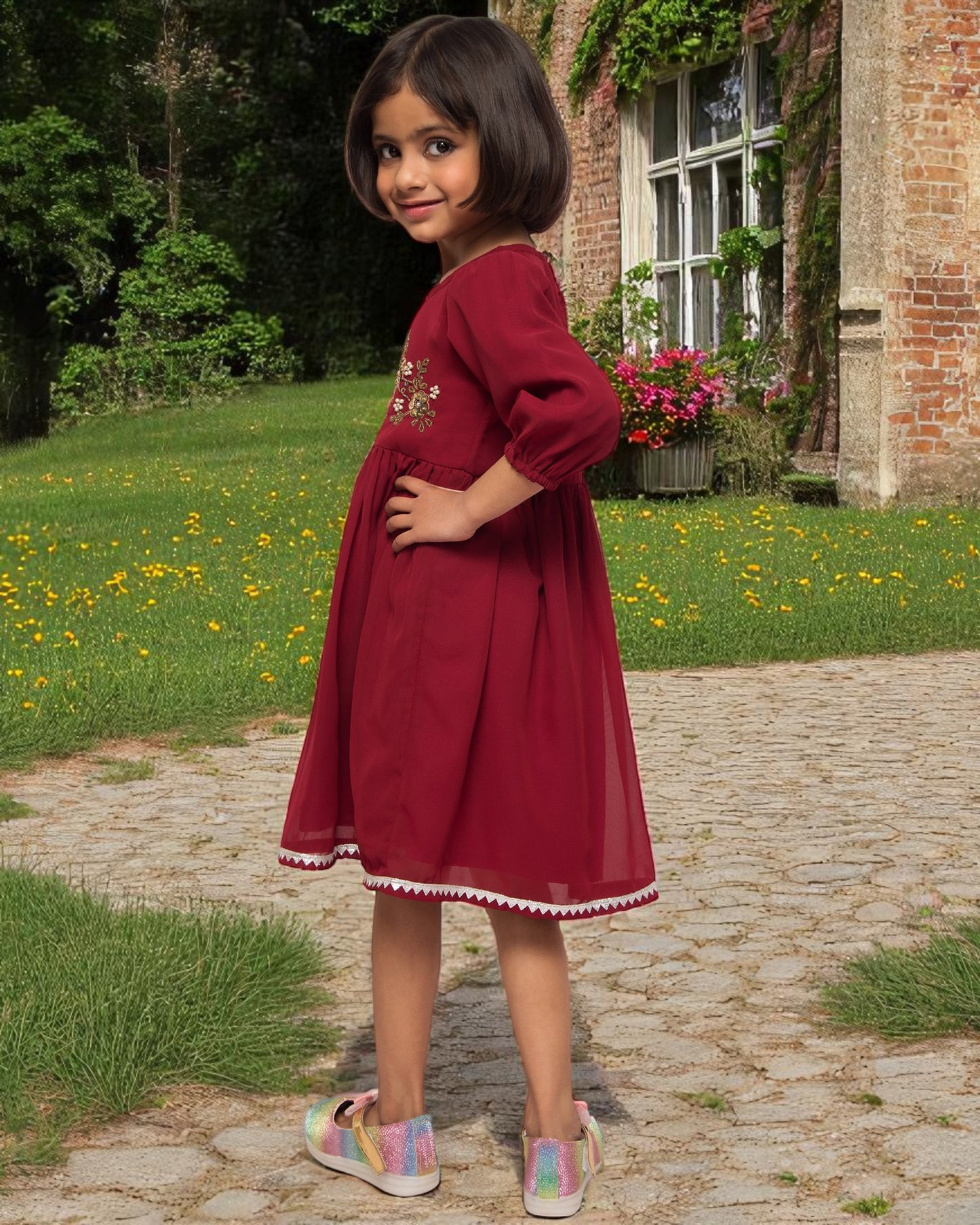 Ethereal Charm:Handwork Embellished Georgette Frock