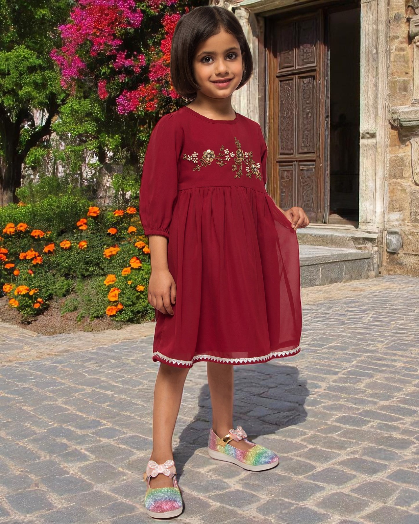 Ethereal Charm:Handwork Embellished Georgette Frock
