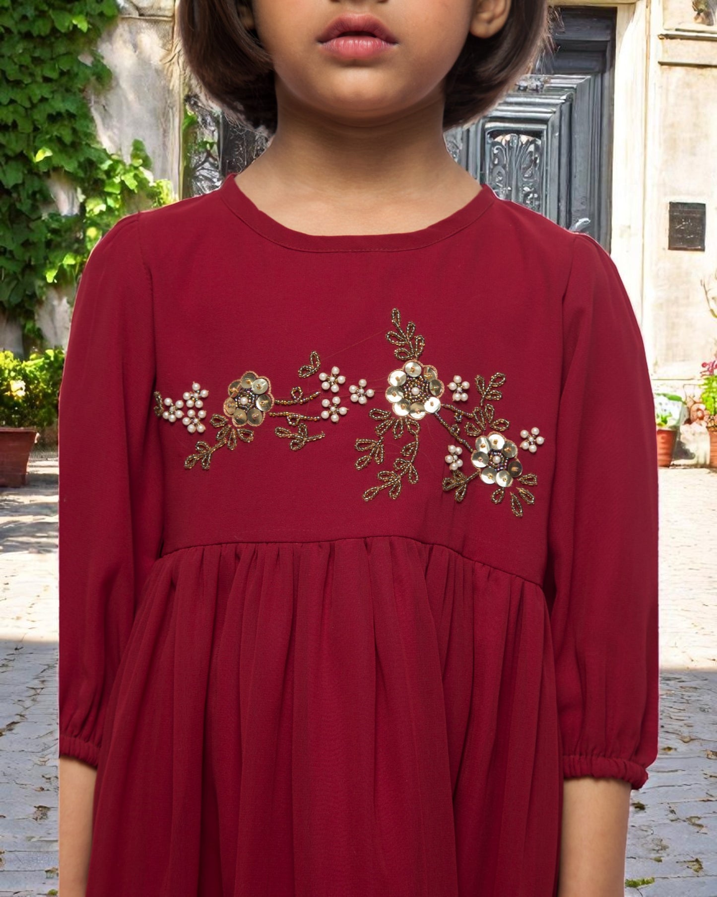 Ethereal Charm:Handwork Embellished Georgette Frock