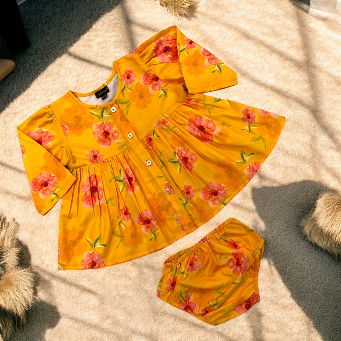 Adorable Two-Piece Cotton Blend Set for Baby Girls