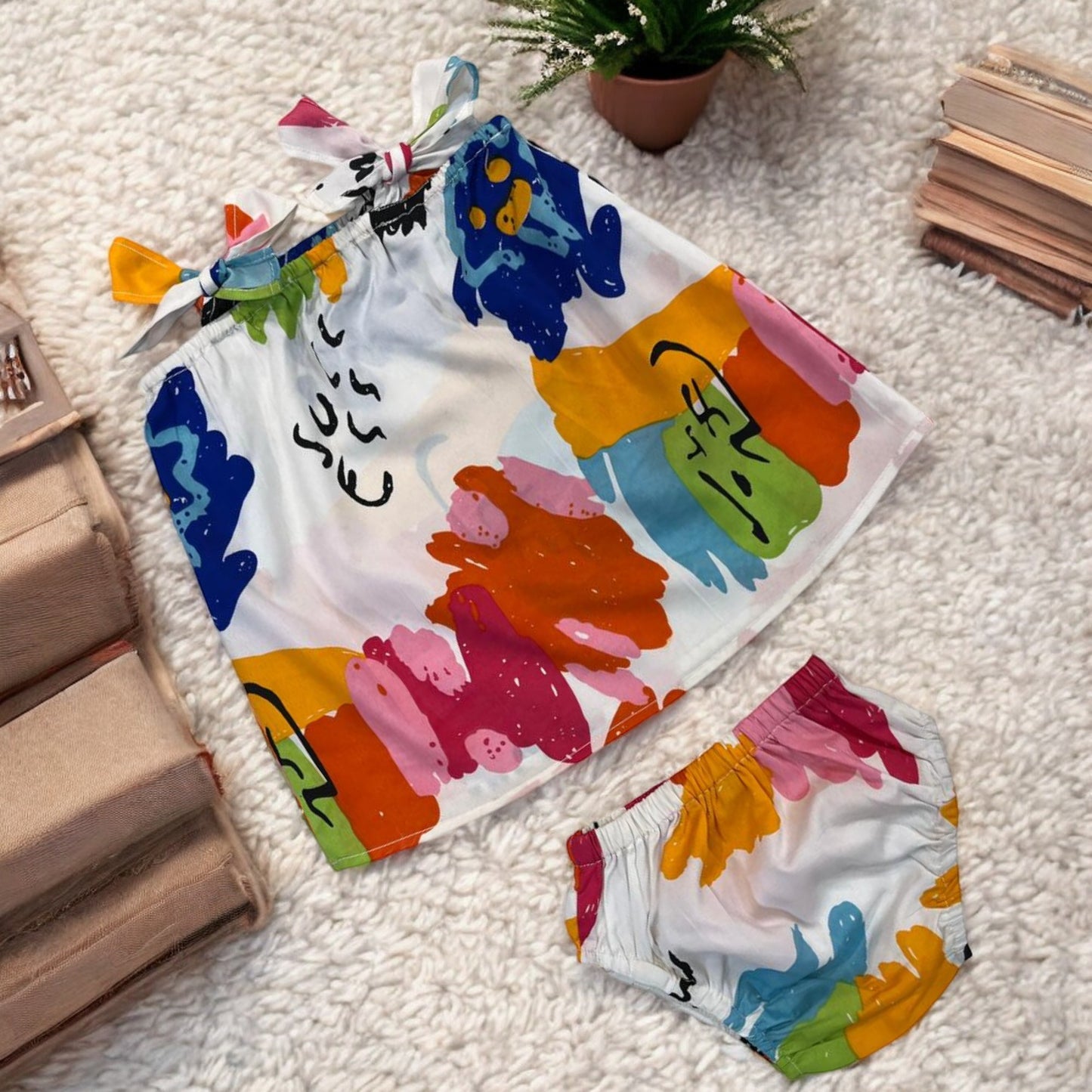 Stylish Two-Piece Poly Crepe Set for Baby Girls