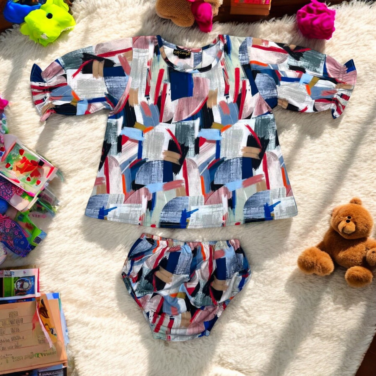Stylish Two-Piece Cotton Blend Set for Baby Girls