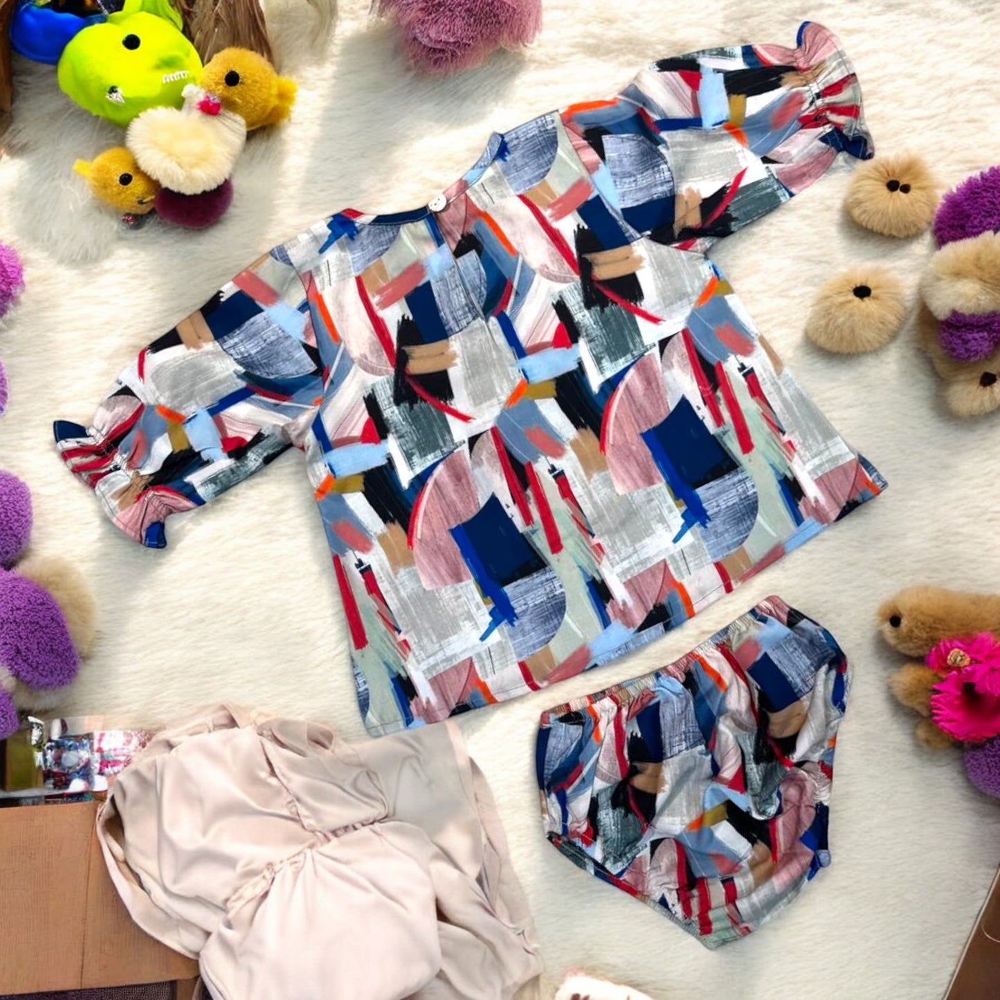 Stylish Two-Piece Cotton Blend Set for Baby Girls