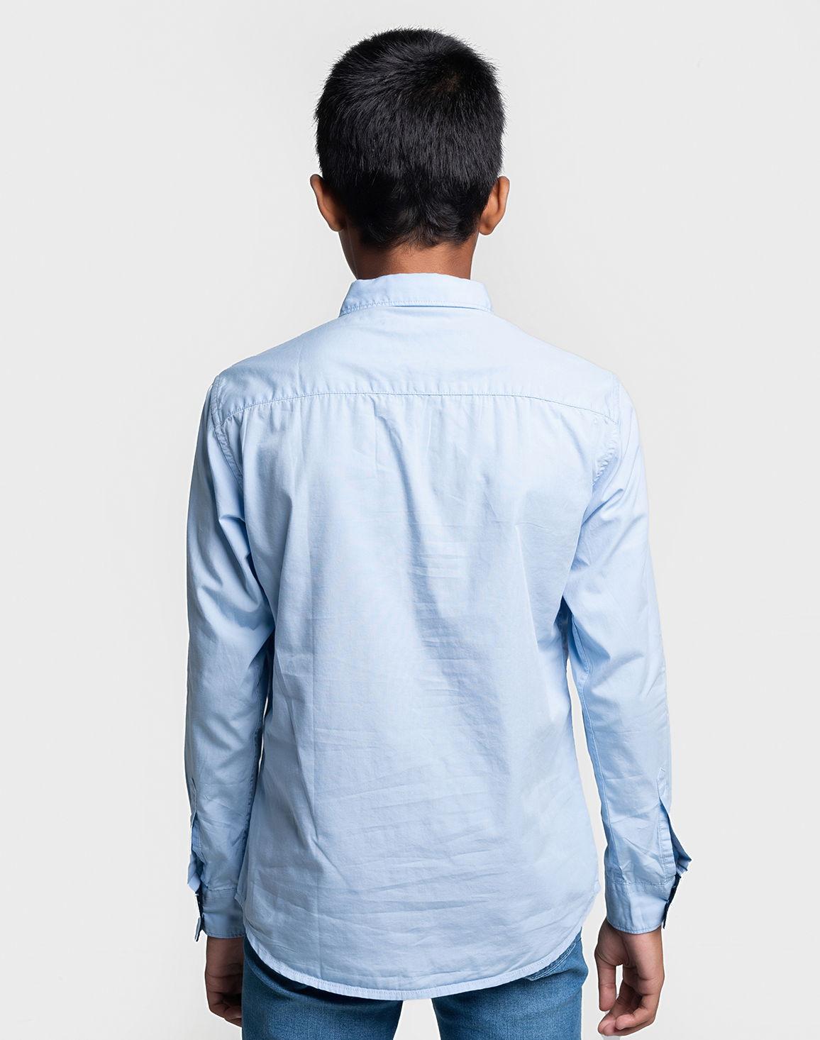 Boys Sky Blue Full Sleeve Cotton Shirt – Smart Casual Kidswear