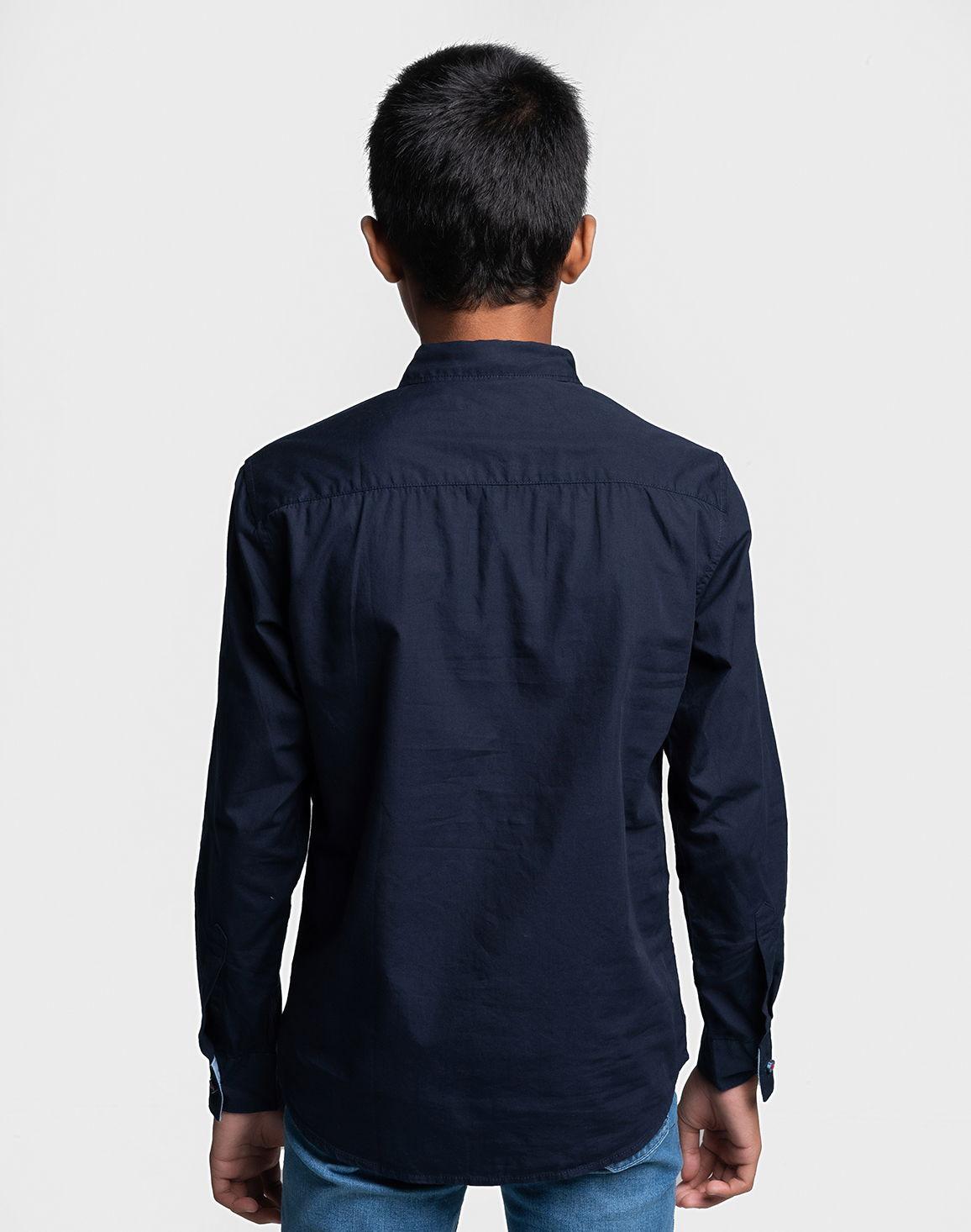 Boys Navy Blue Cotton Shirt For Boys – Classic Full Sleeves